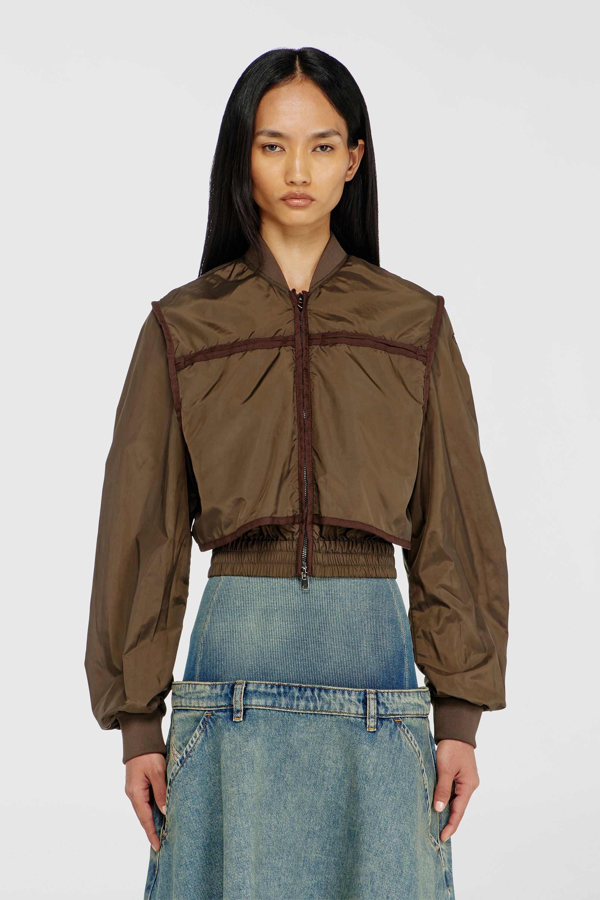 Diesel - G-OTHAM, Damen Nylonjacke mit tonalem Tape in Braun - 5