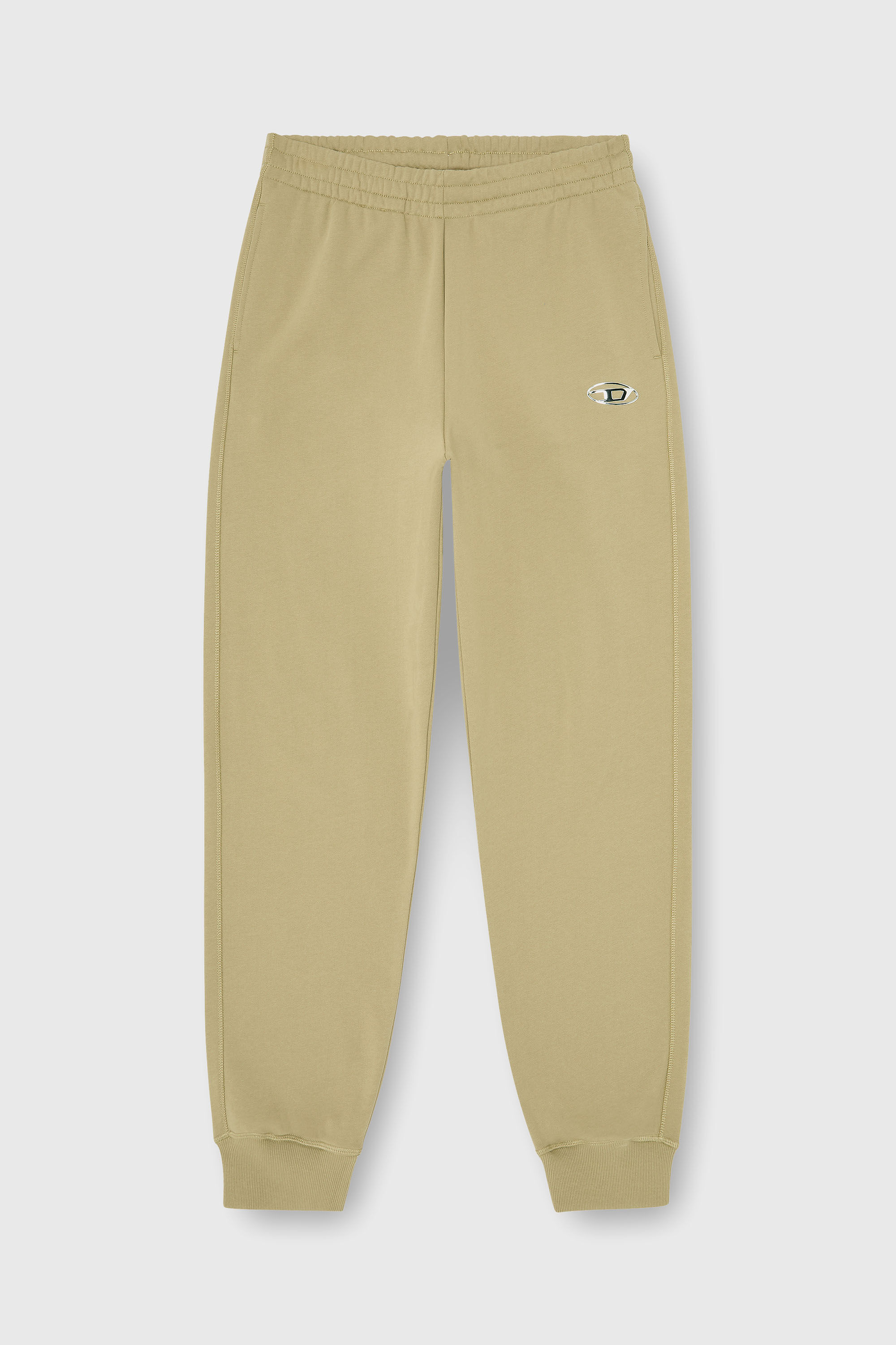 Diesel - P-MARKY-IOD, Herren Baumwollsweatpants mit metallischem Oval D in Beige - 2