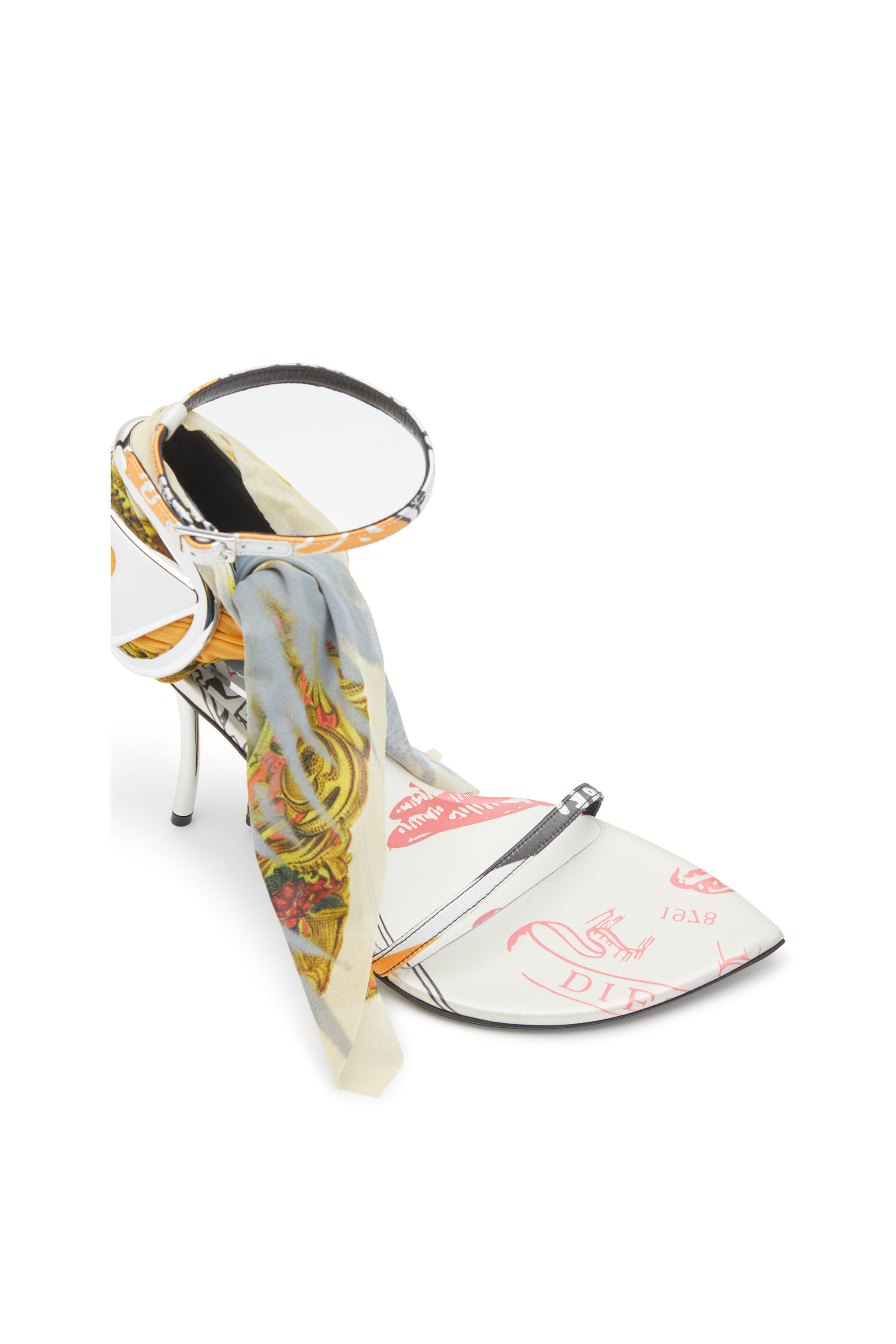 Diesel - D-TEN&HALF SDL BANDANA, Damen D-Ten&Half-Bandana-Stiletto-Sandalen aus Satin in Gelb/Grau - 6