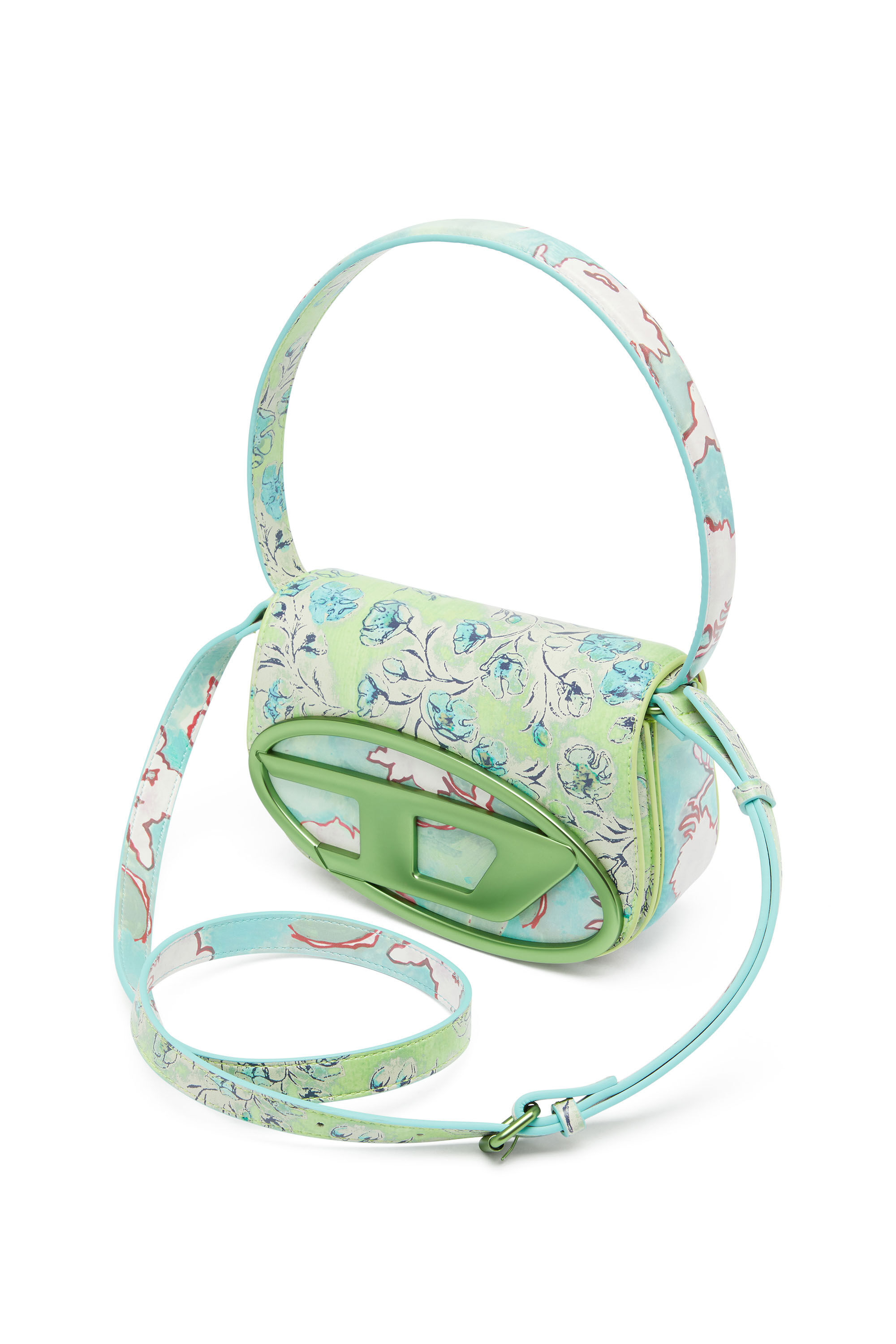 Diesel - 1DR, Damen 1DR-Ikonische Schultertasche mit Blumenmuster in Gr&uuml;n - 5