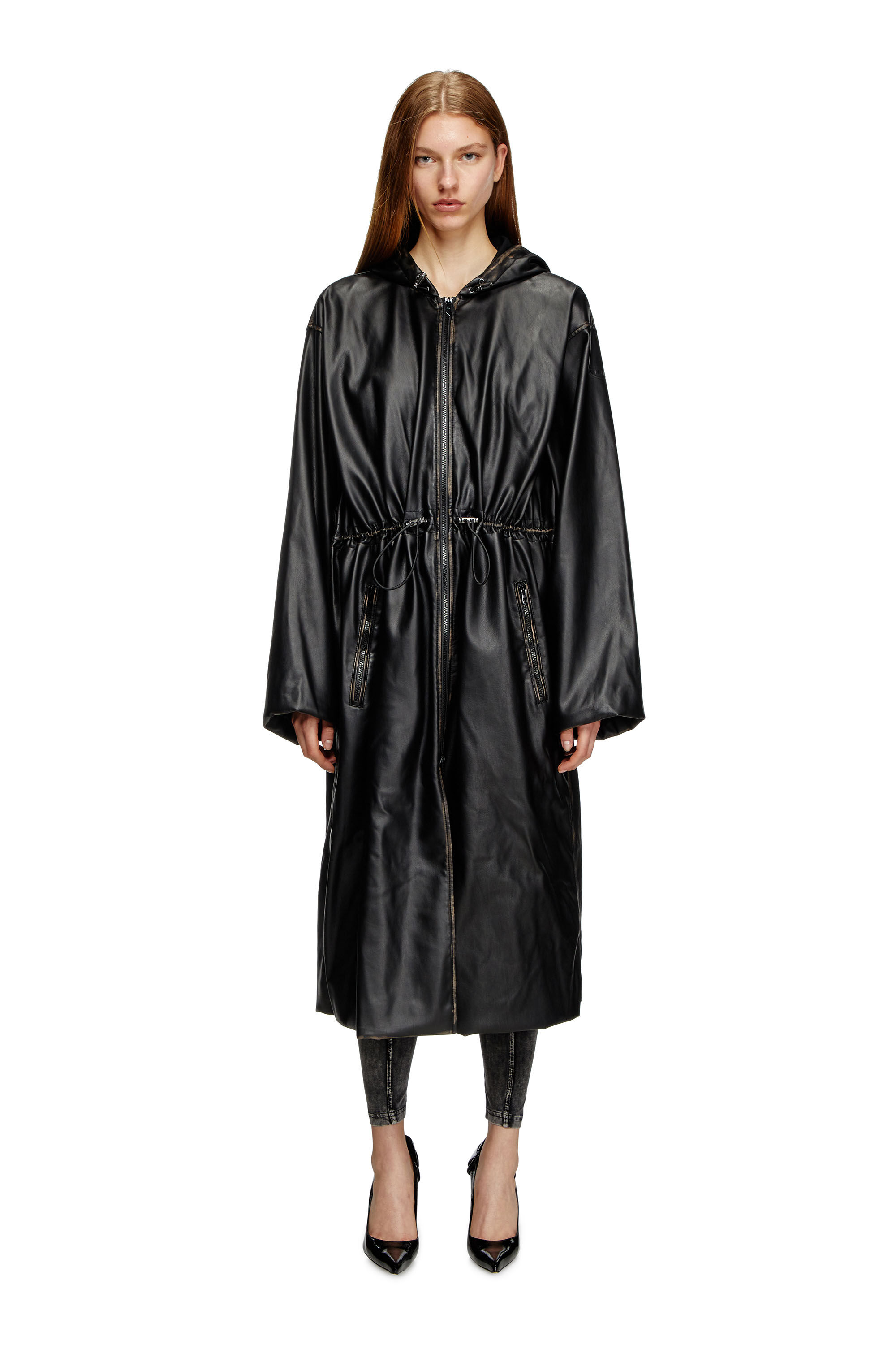 Diesel - G-LARY, Unisex Vielgetragener Utility-Mantel mit Kapuze in Schwarz - 3