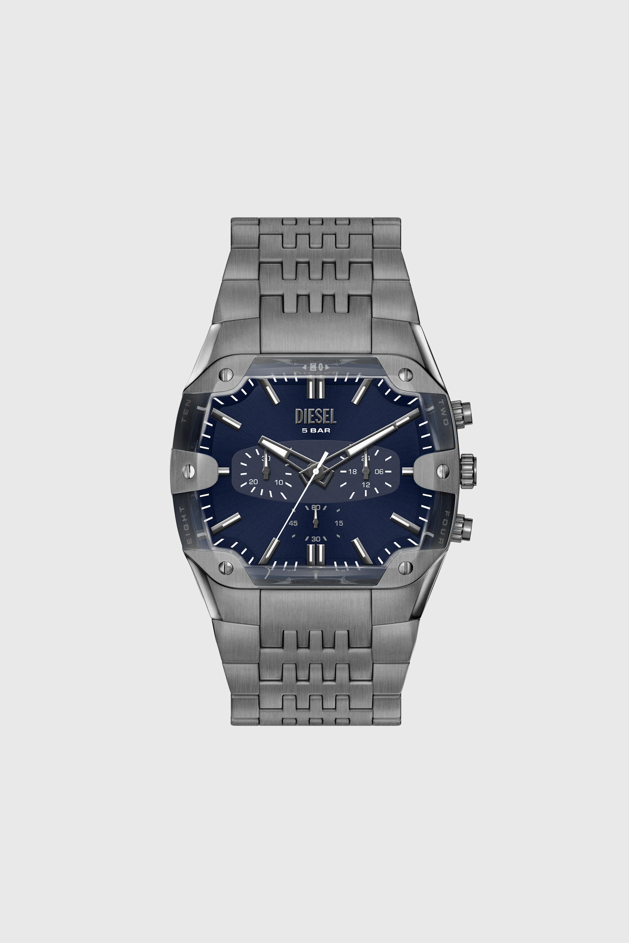 Diesel - DZ4717 WATCH, Herren Spiked Cushion Uhr aus Edelstahl in Gunmetal-Optik in Dunkelgrau - 1