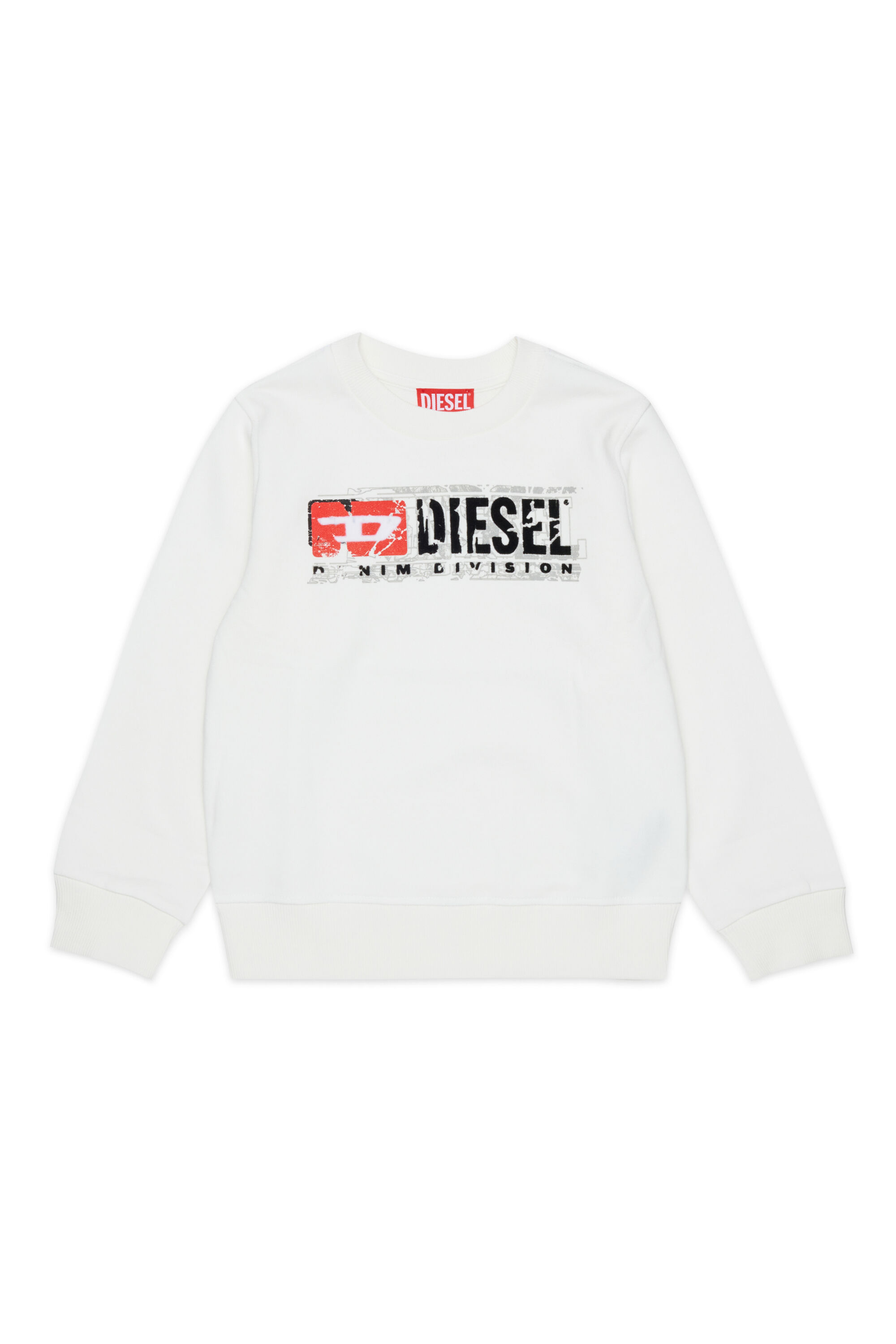 Diesel - SLOMIX, Herren Sweatshirt mit logo im distressed-look in Wei&szlig; - 1