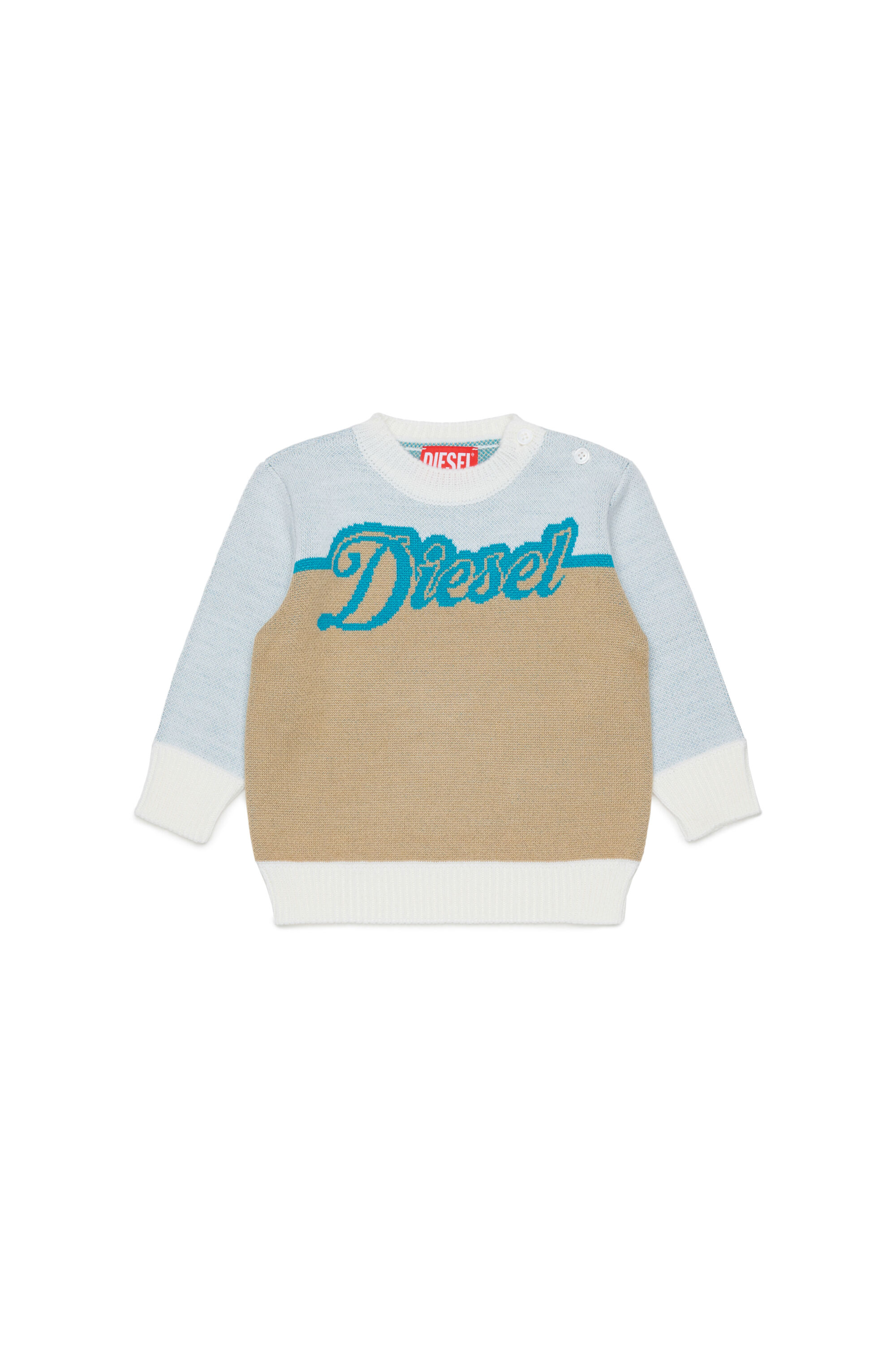 Diesel - KBLOB, Unisex's Wool-blend jumper with Diesel logo in White - 1