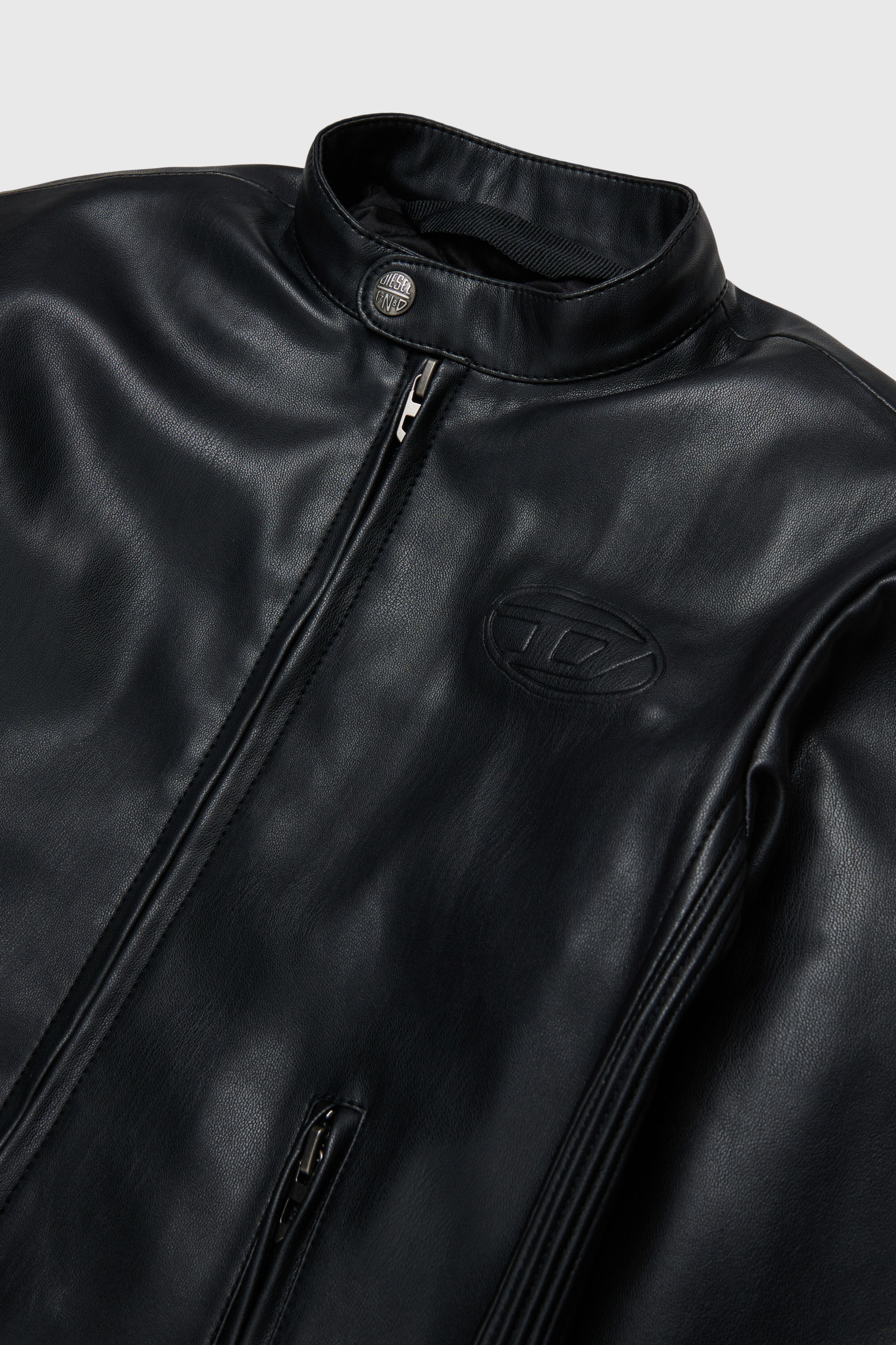 Diesel - JEMBY, Herren Bikerjacke mit gepr&auml;gtem Oval D Logo in Schwarz - 3