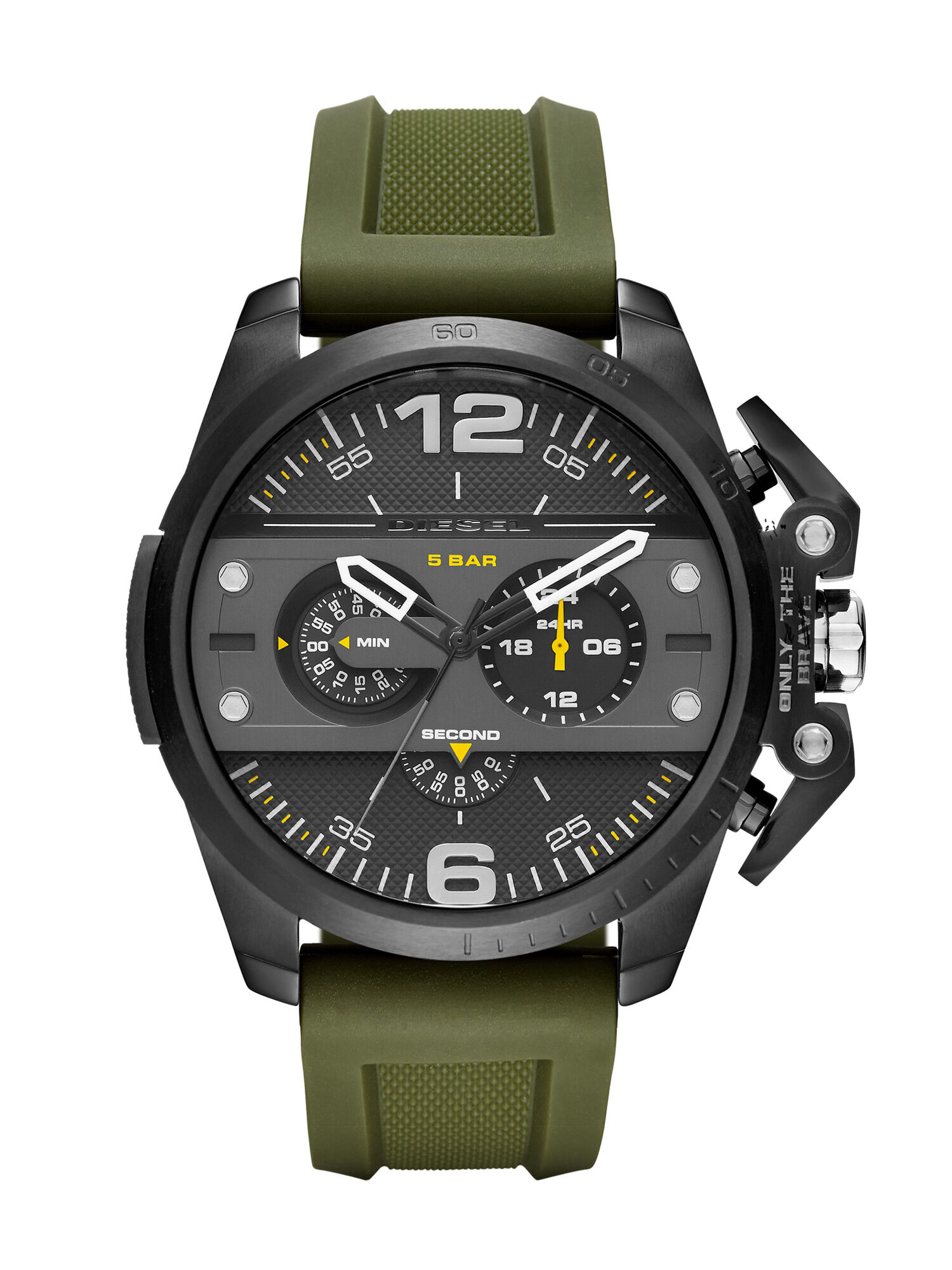Diesel - DZ4391, Herren Olivfarbene Uhr mit Silikonarmband, 55 mm in Grün - 1