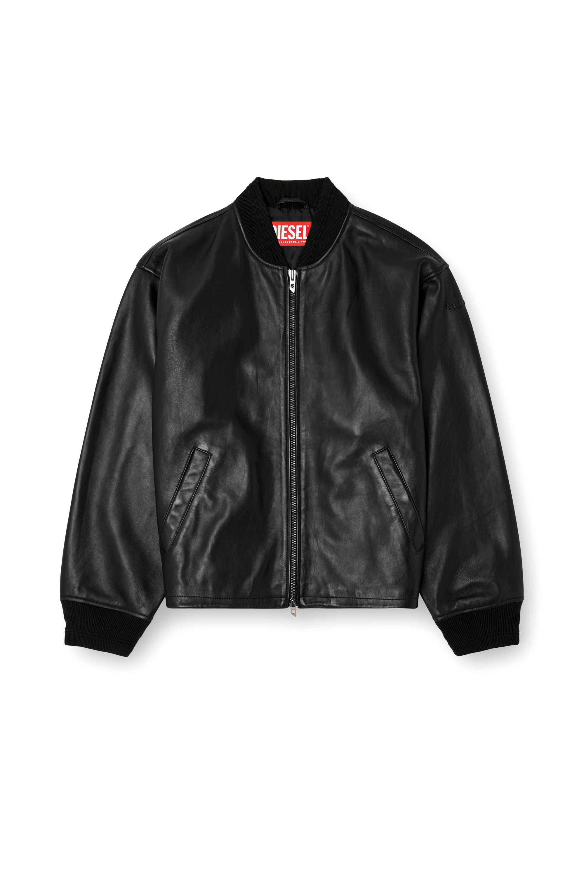 Men's Waxed-leather bomber jacket | Black | Diesel DE
