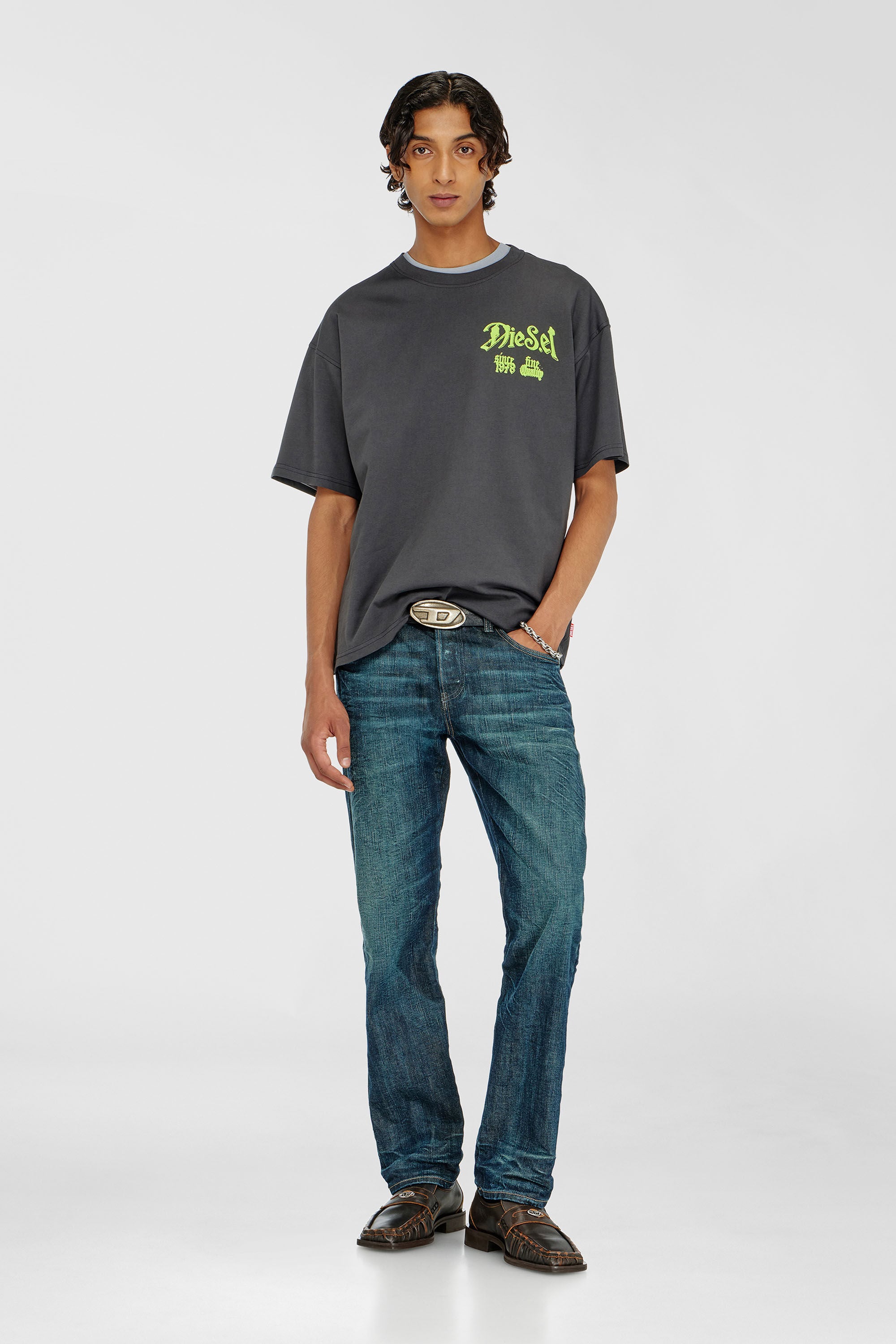 Diesel - T-BOXT-AA2, Herren Baumwoll-T-Shirt mit Flock-Print in Dunkelgrau - 1