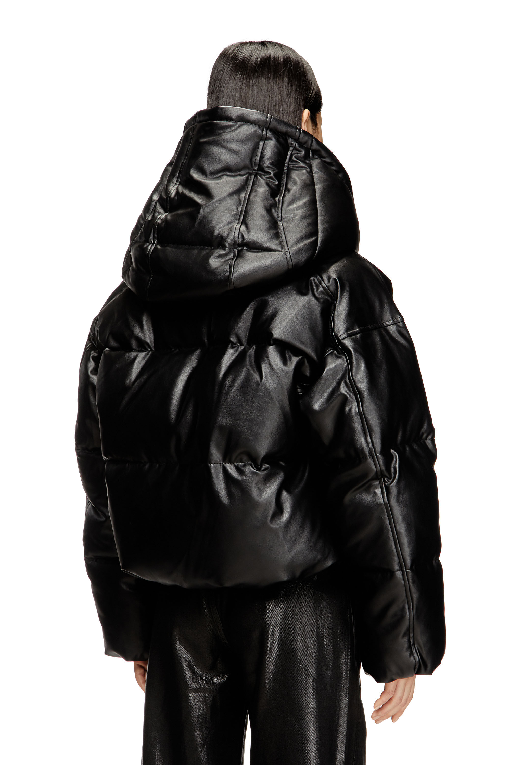 Diesel - W-ILLEY, Damen Gesteppte Kapuzenjacke aus beschichtetem Stoff in null - 4