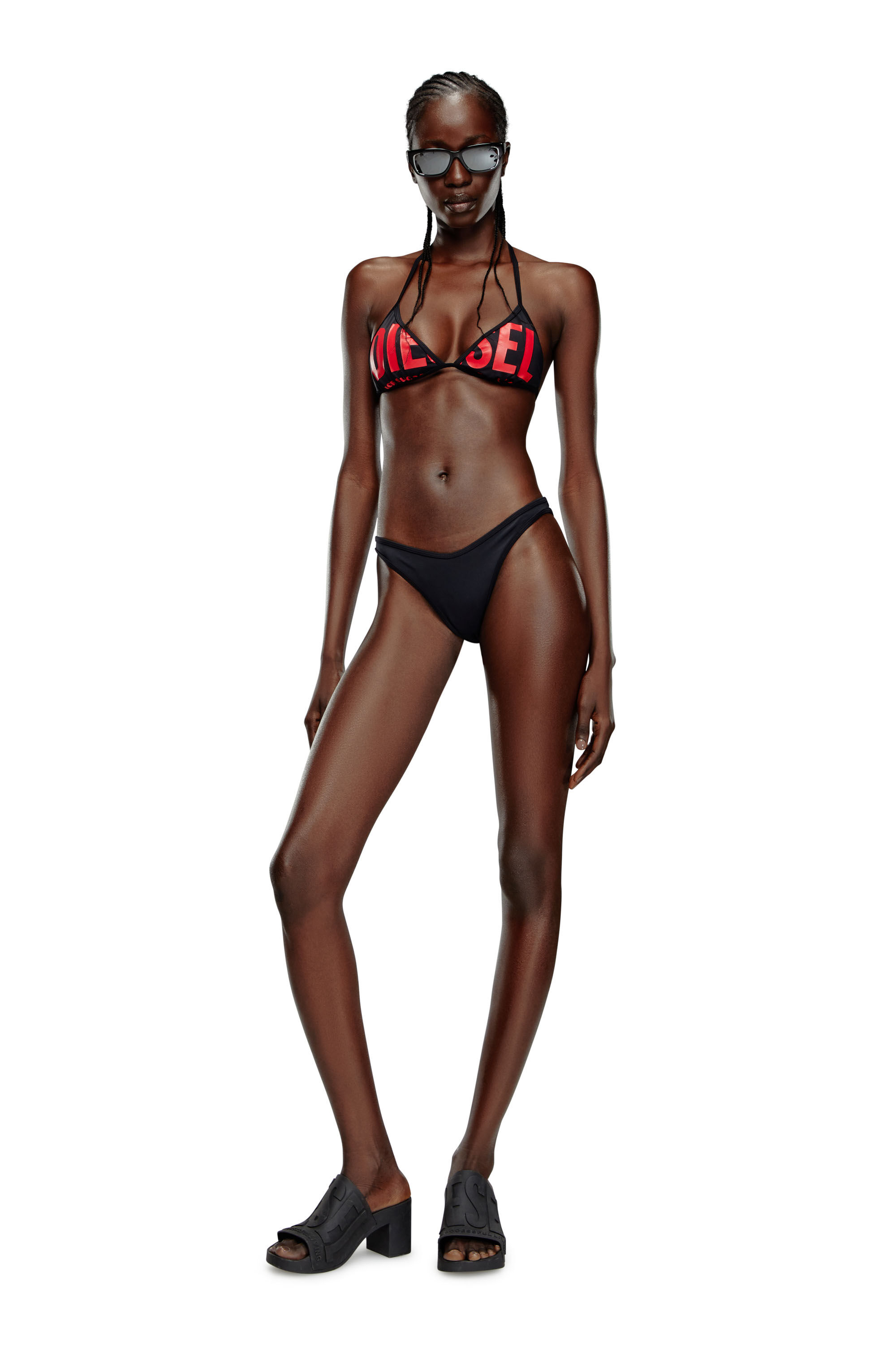 Damen Triangel-Bikini-Top mit Logo in Übergröße | Schwarz | Diesel