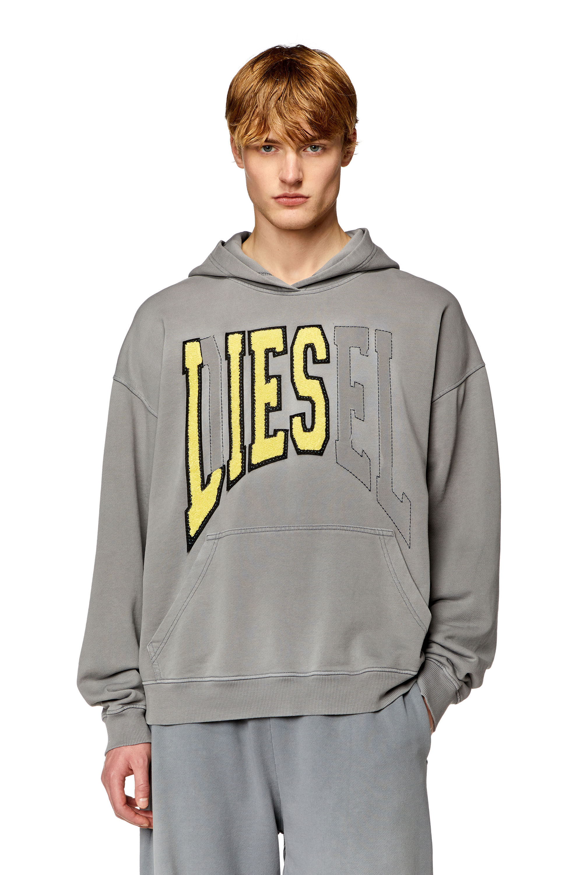 Diesel - S-BOXT-HOOD, Herren College-Hoodie mit LIES-Patches in Grau - 3