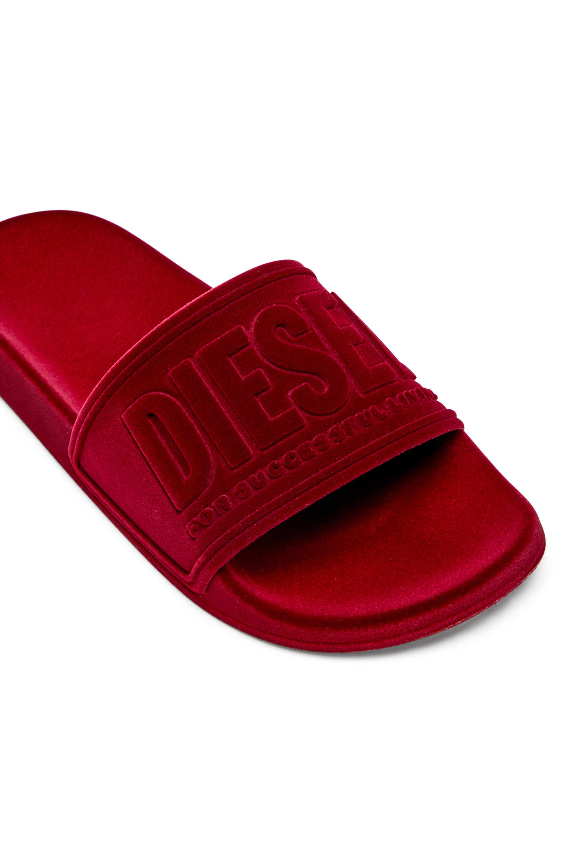 Diesel - SA-MAYEMI CC W, Damen Sa-Mayemi-Poolschlappen mit samtiger Beflockung in Rot - 6