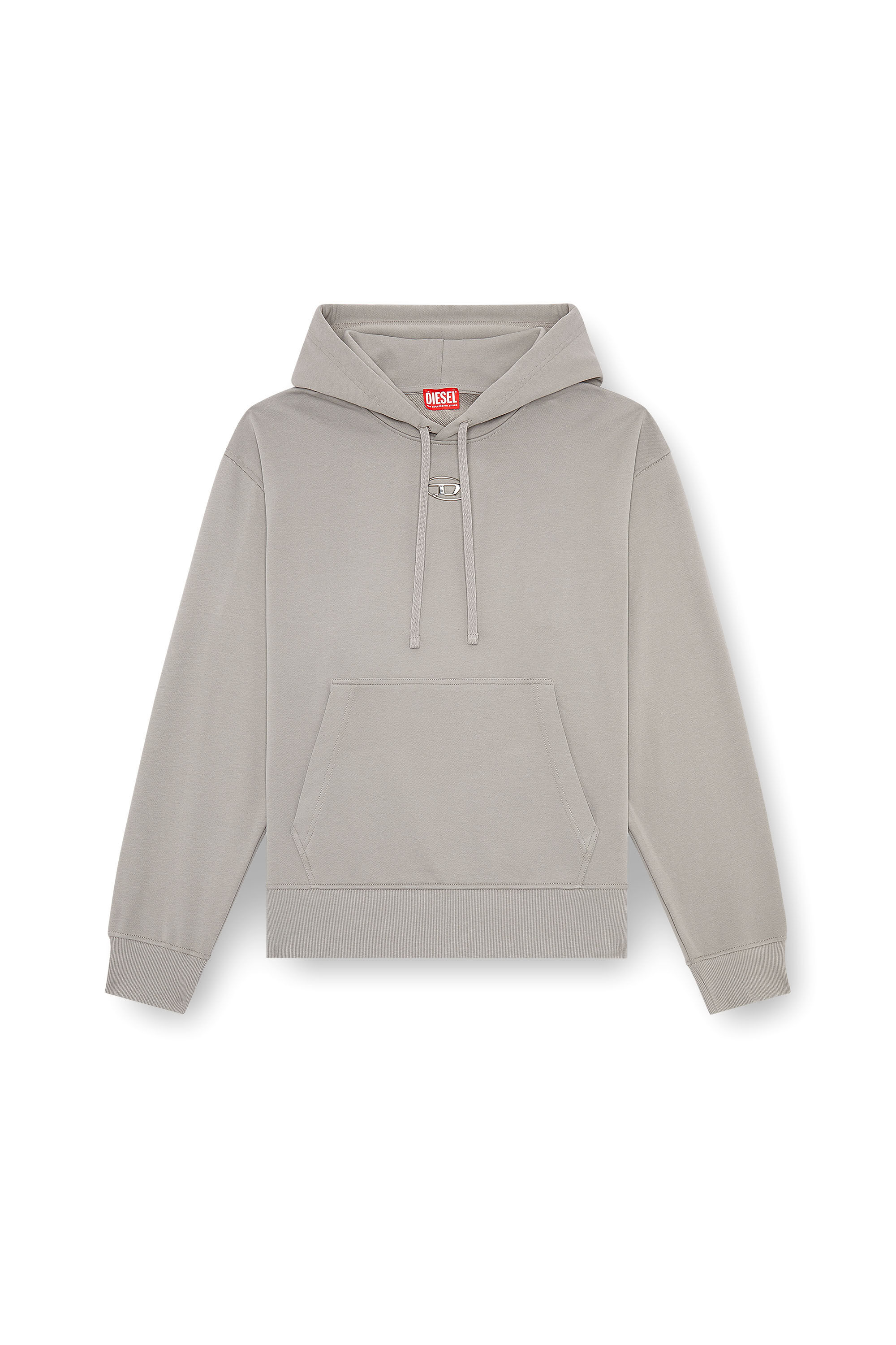 Diesel - S-MACS-HOOD-OD, Herren Hoodie in &Uuml;bergr&ouml;&szlig;e mit Metallic-Logo in Grau - 2