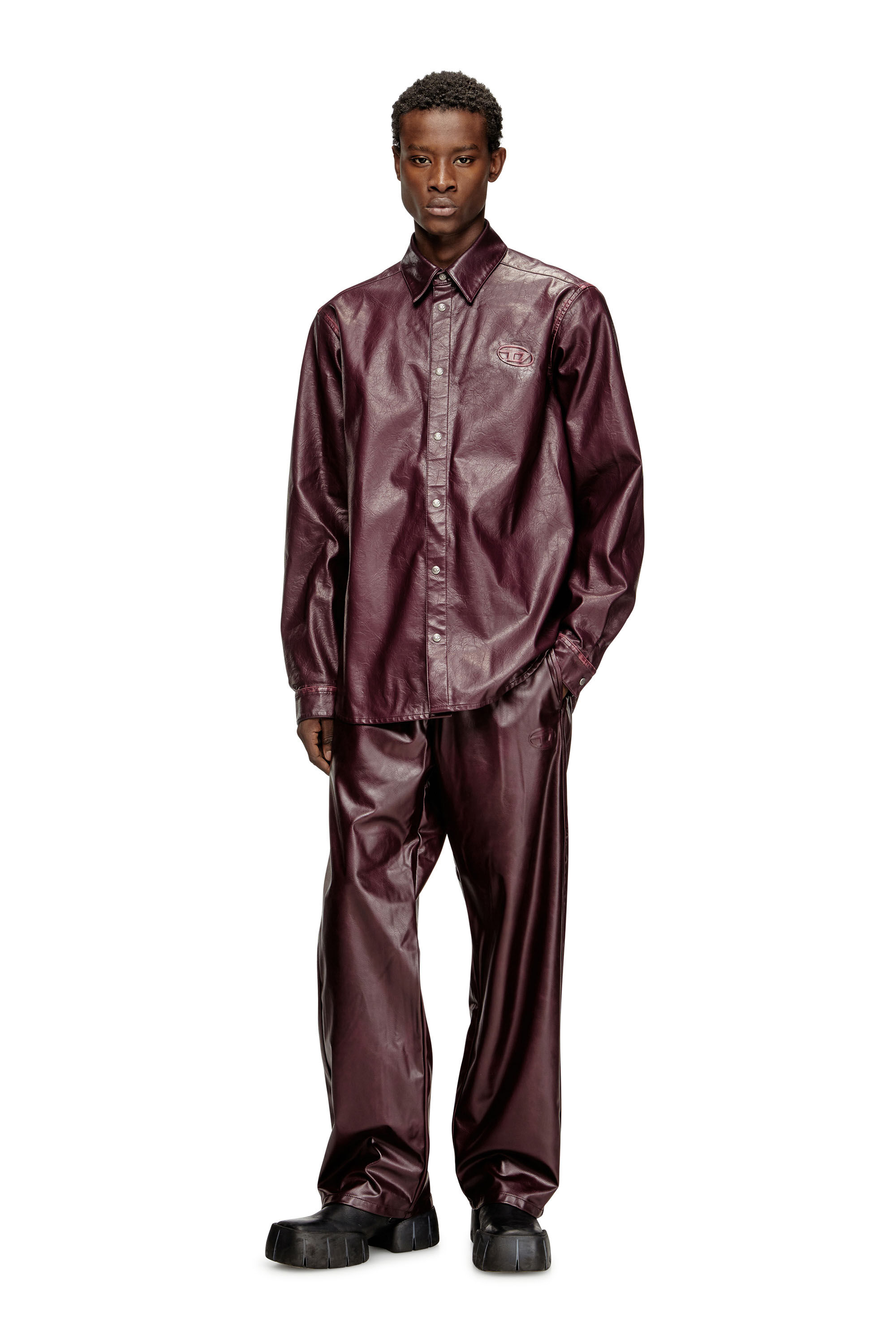 Diesel - FR-S-SIMPLY, Herren Hemd mit Logo in Burgunderrot in Burgunderrot - 1