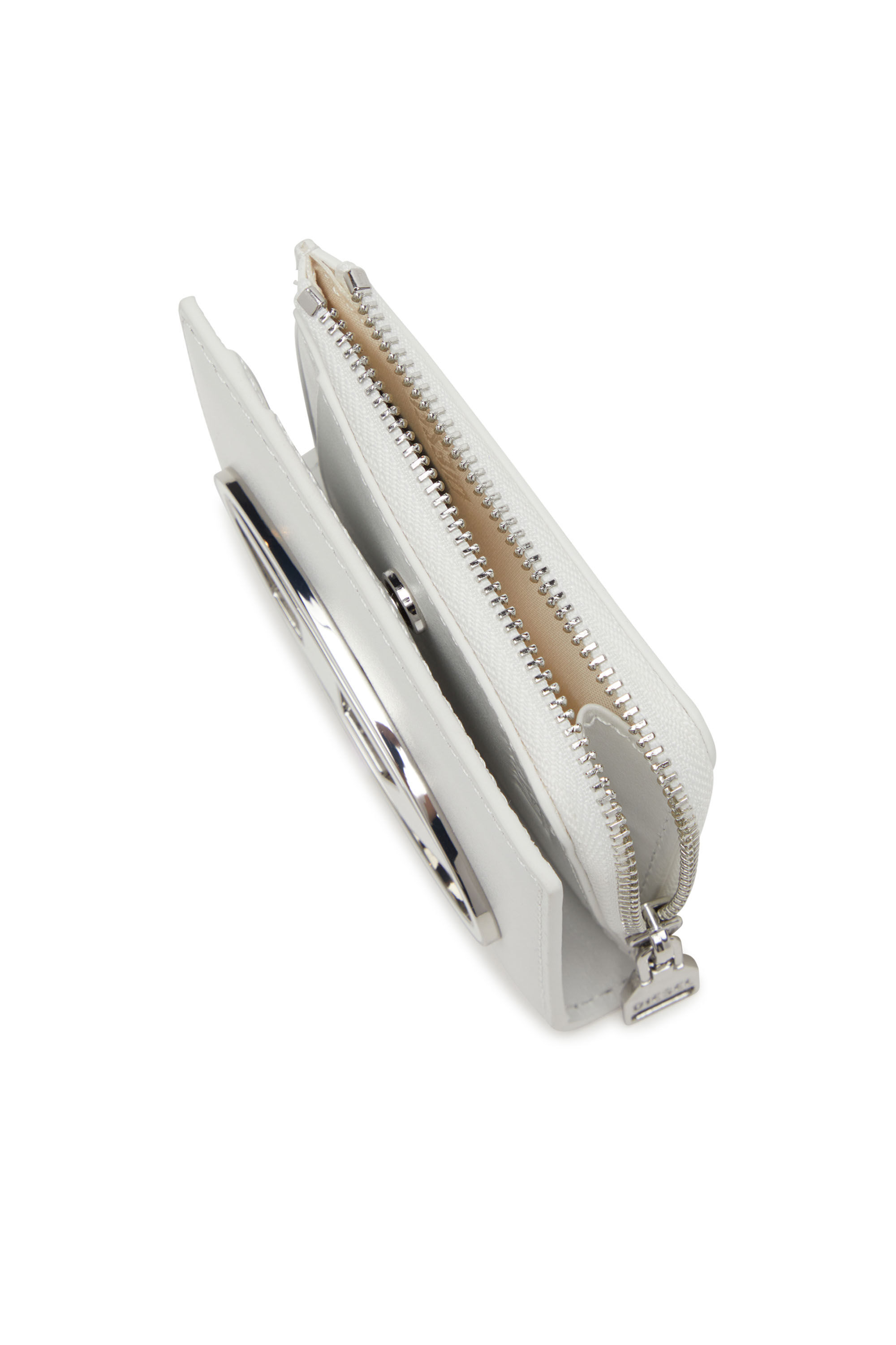 Diesel - 1DR CARD HOLDER ZIP L, Damen Bifold-Kartenetui aus Nappaleder in Weiß - 4
