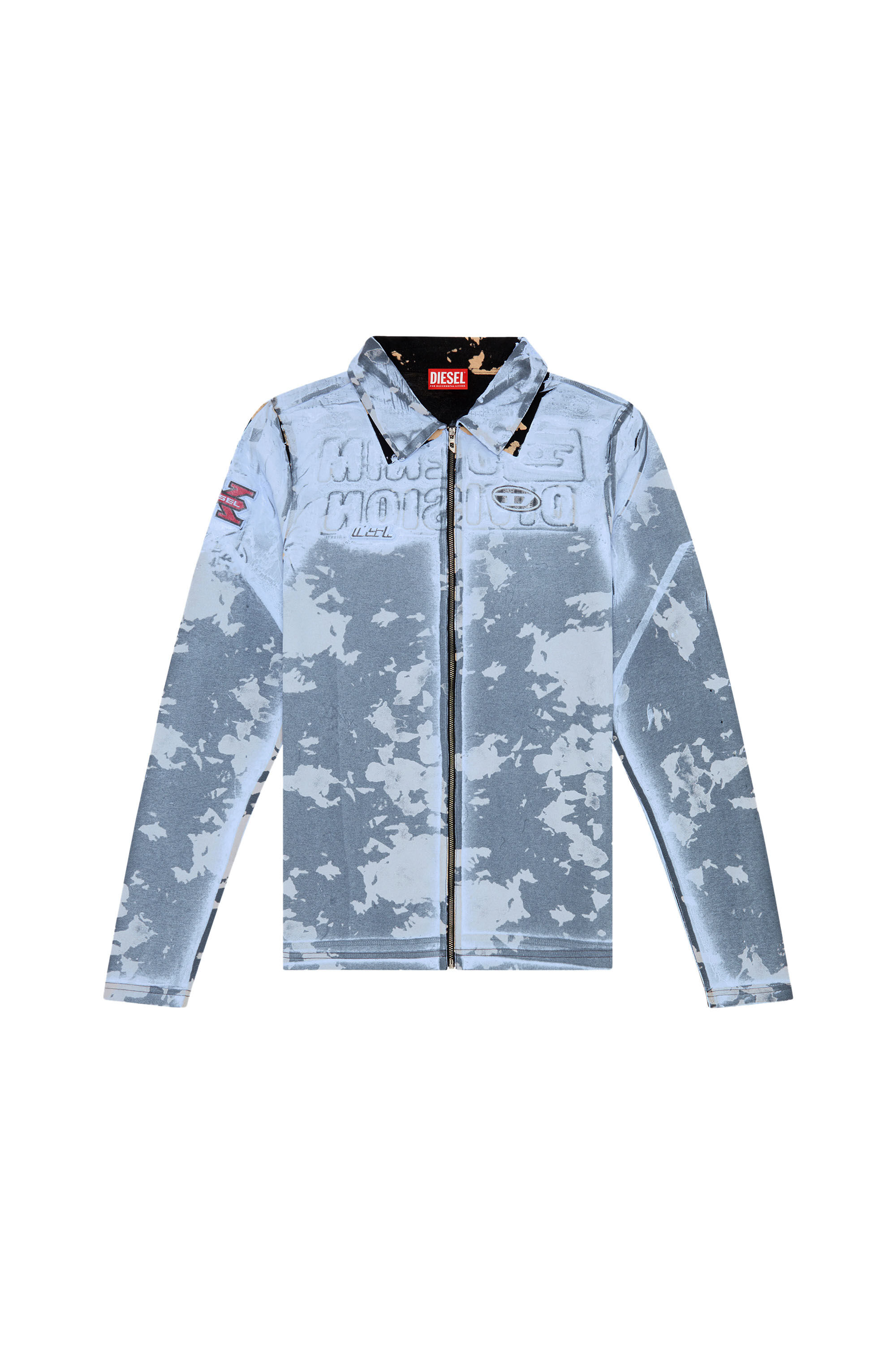 Diesel - S-CORSE-P1, Unisex Reißverschluss-Shirt aus beschichtetem Jersey in Blau - 2