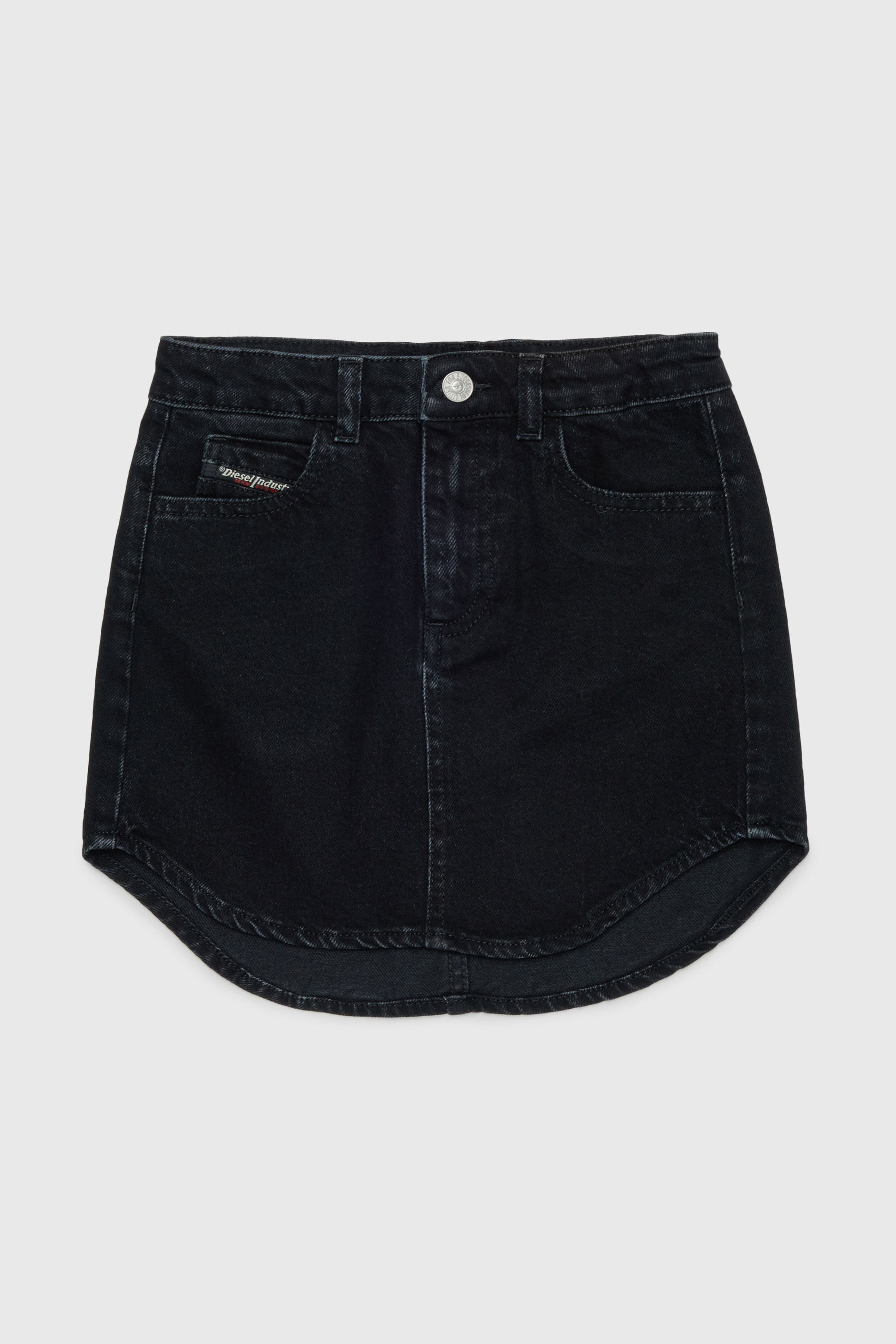 Diesel - GEARD, Damen Denim-Minirock mit abgerundetem Saum in Schwarz/Dunkelgrau - 1
