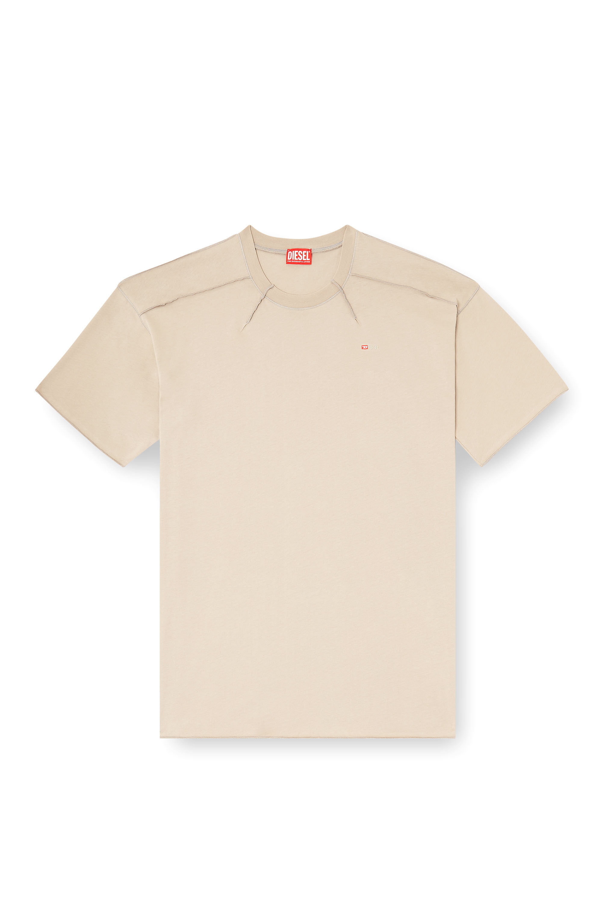 Diesel - T-CRAHOR-BOXT-T1, Herren Baumwoll-T-Shirt mit Mikrostickerei in Beige - 2