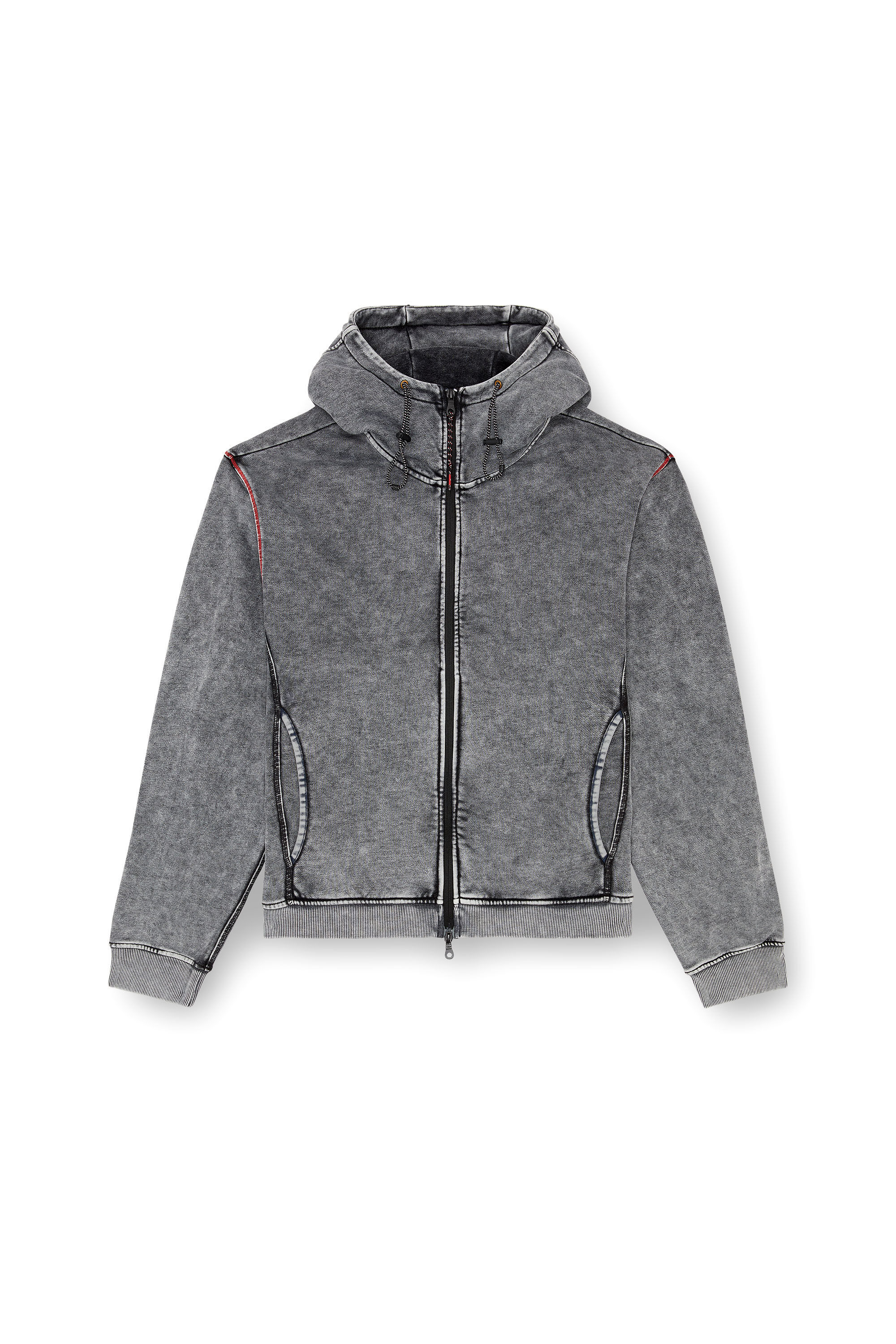 Diesel - AMST-TRANE-HT48, Herren Verblasster Hoodie mit rückseitigem Reißverschluss in Grau - 2