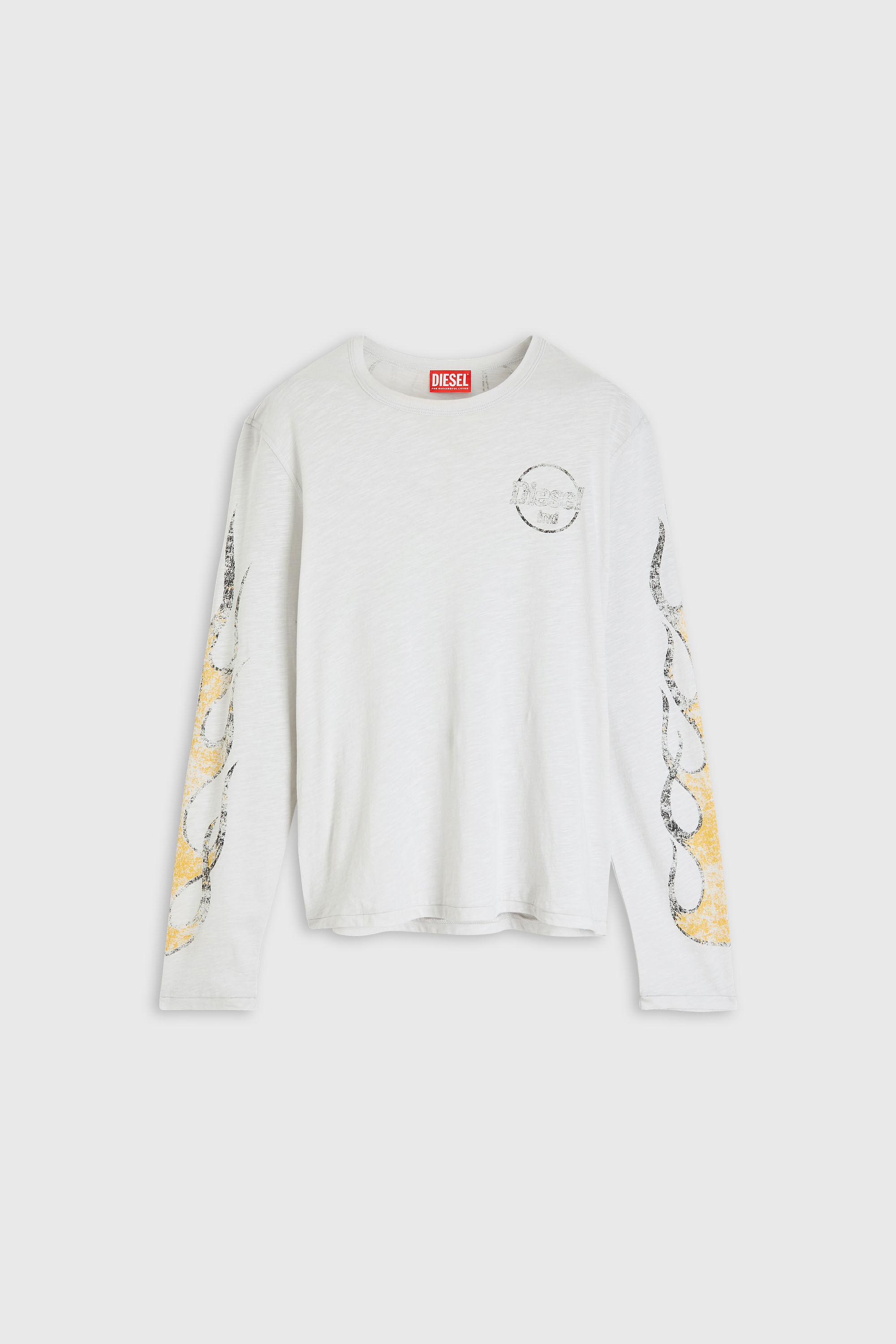 Diesel - T-NOTS-LS, Herren Langarm-T-Shirt aus Slub-Jersey mit Crack-Print in Wei&szlig; - 2
