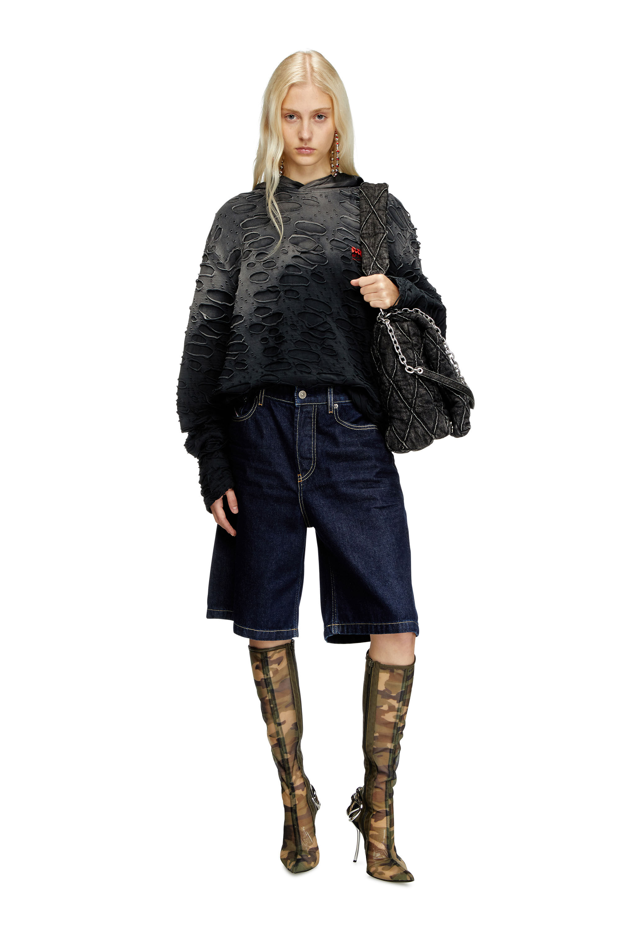 Diesel - DE-SIRE-SHORT, Damen Shorts aus Denim mit cleaner Waschung in Dunkelblau - 1