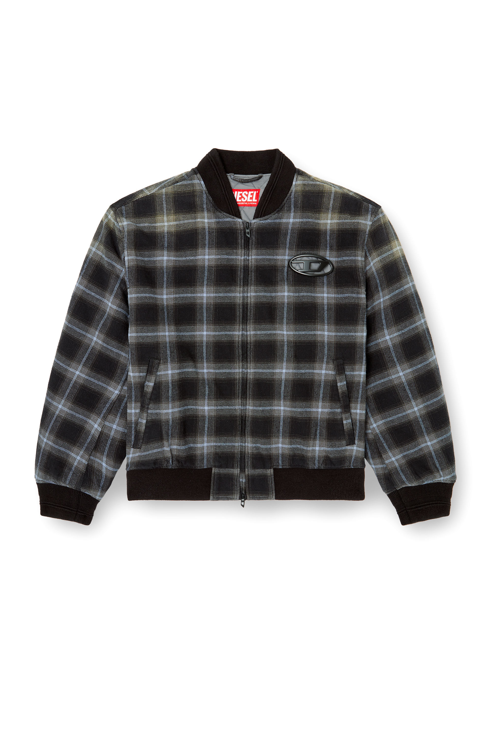 Herren Wattierte Bomberjacke aus Karo Flanell Bunt Diesel