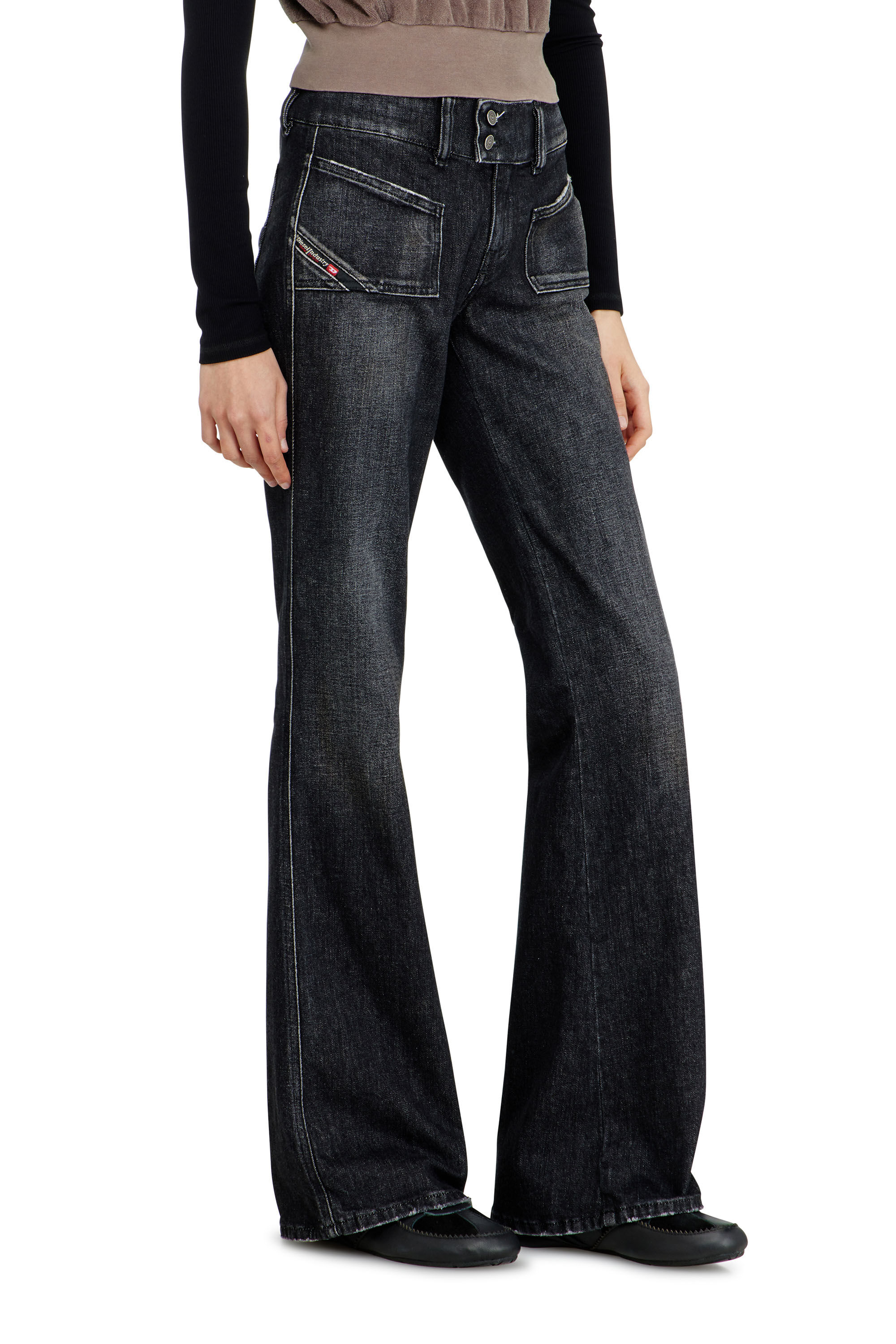 Women's Bootcut Jeans | Low Waist D-Hush | Black/Dark grey | Diesel DE