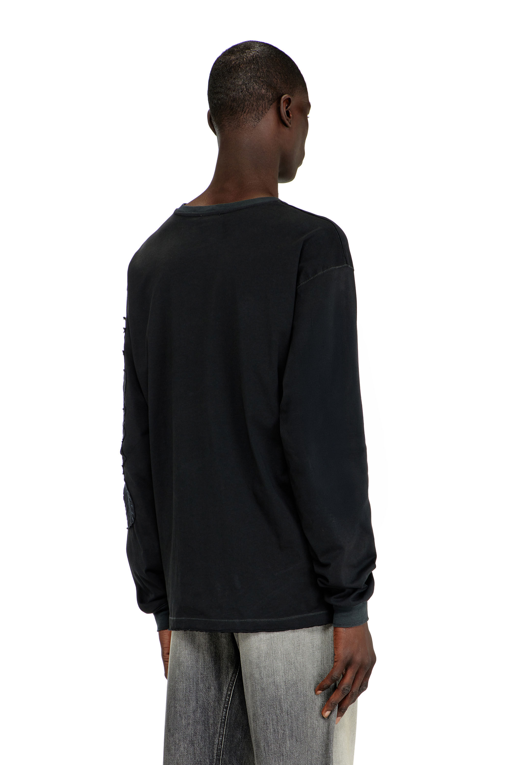 Diesel - T-NORM-LS-AA3, Herren Langarm-T-Shirt mit Prints und Patches in Schwarz - 4