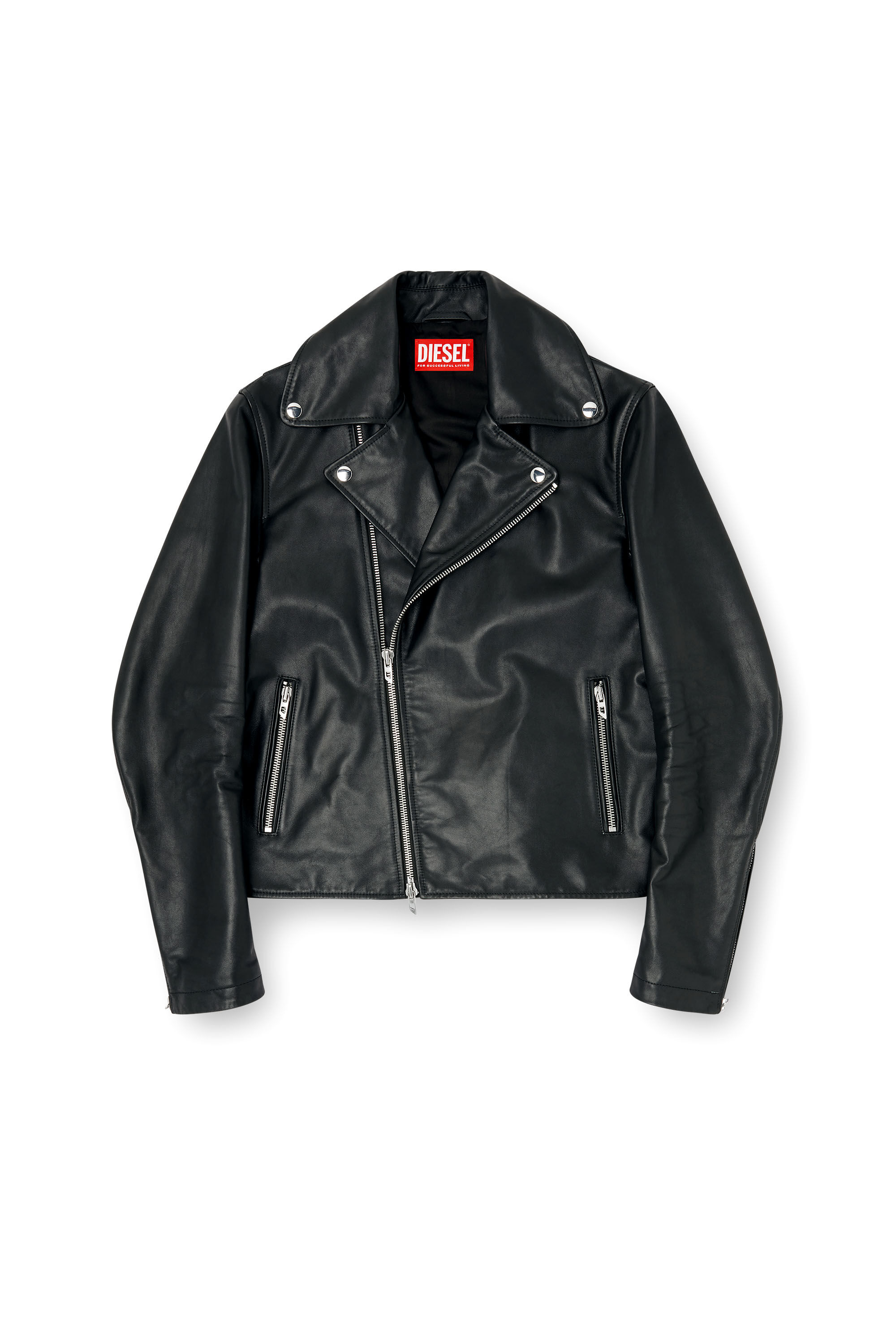 Diesel - L-EO-WRD, Herren Bikerjacke aus gewachstem Leder in Schwarz - 2