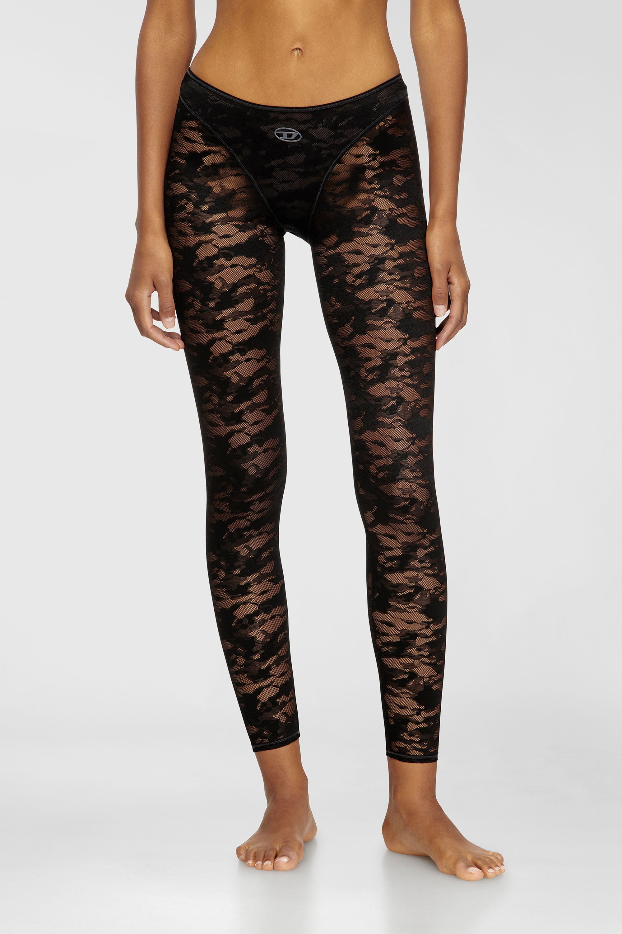 Diesel - CLAIRE-UTLT, Damen Leggings mit Camouflage-Spitze in Schwarz - 3