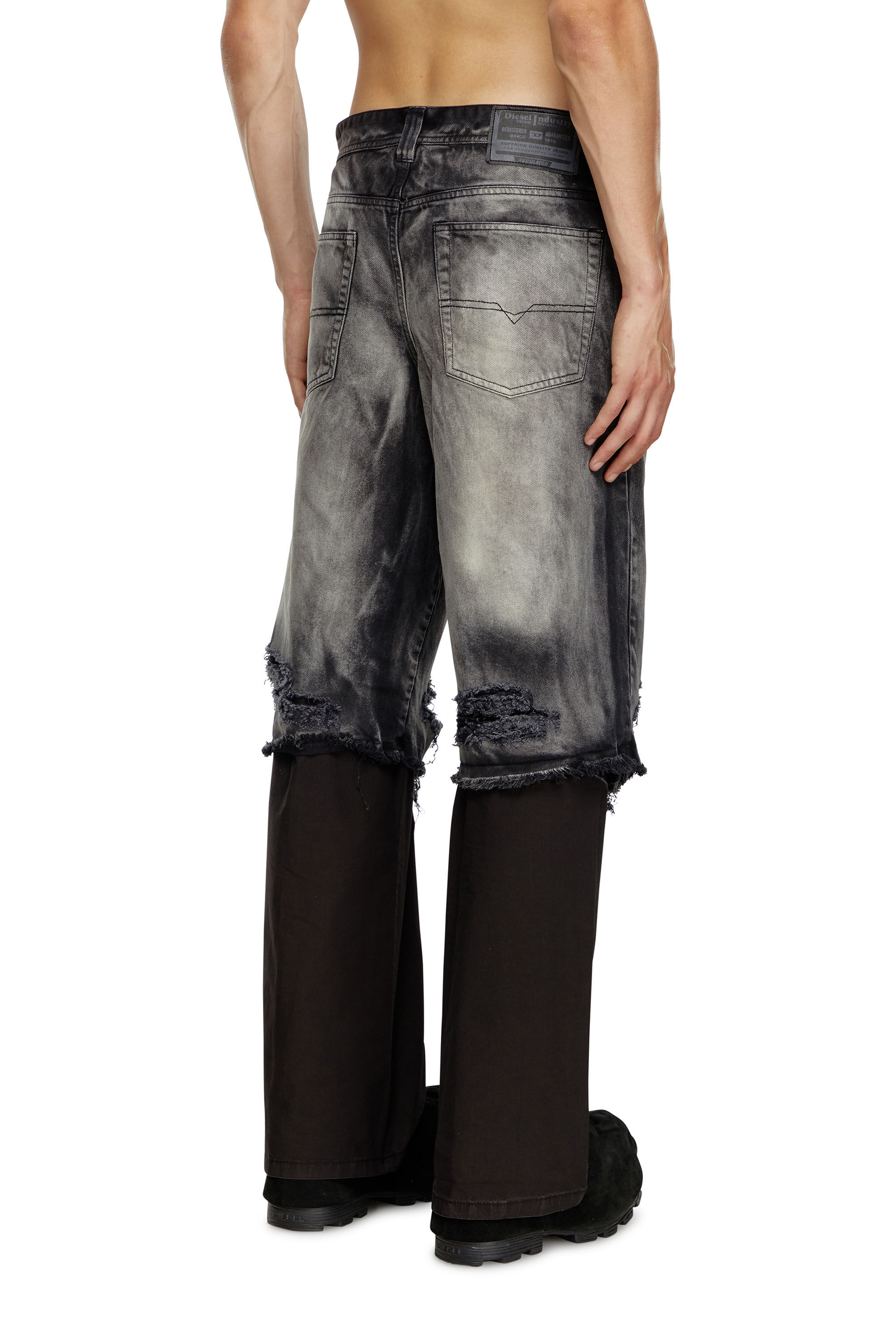 Diesel - P-HANS, Herren 5-Pocket-Hose mit geschichtetem Bein in Schwarz/Grau - 4