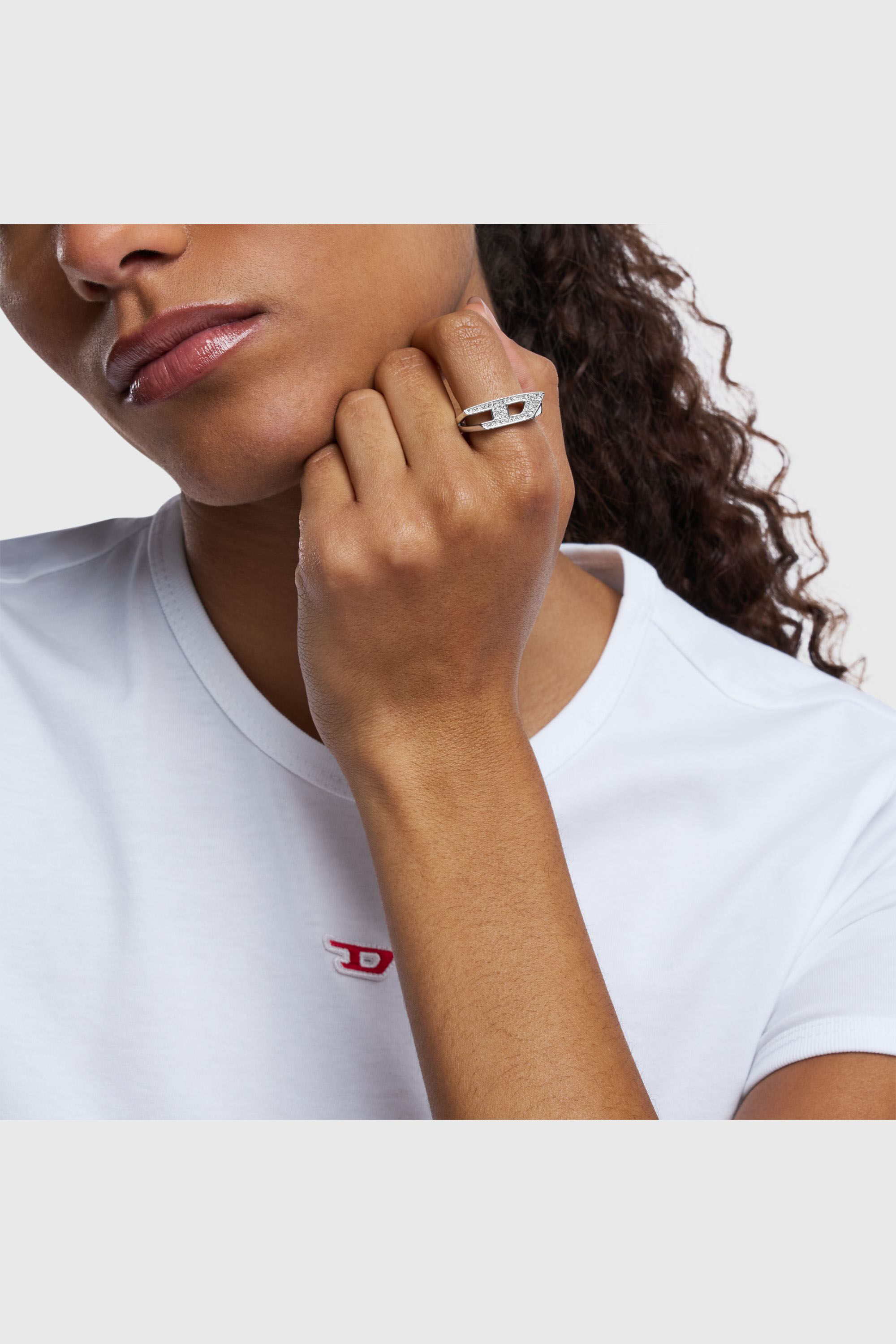 Diesel - DX1629040 JEWELLERY, Unisex Siegelring aus Edelstahl mit Glitzereffekt in Silber - 3