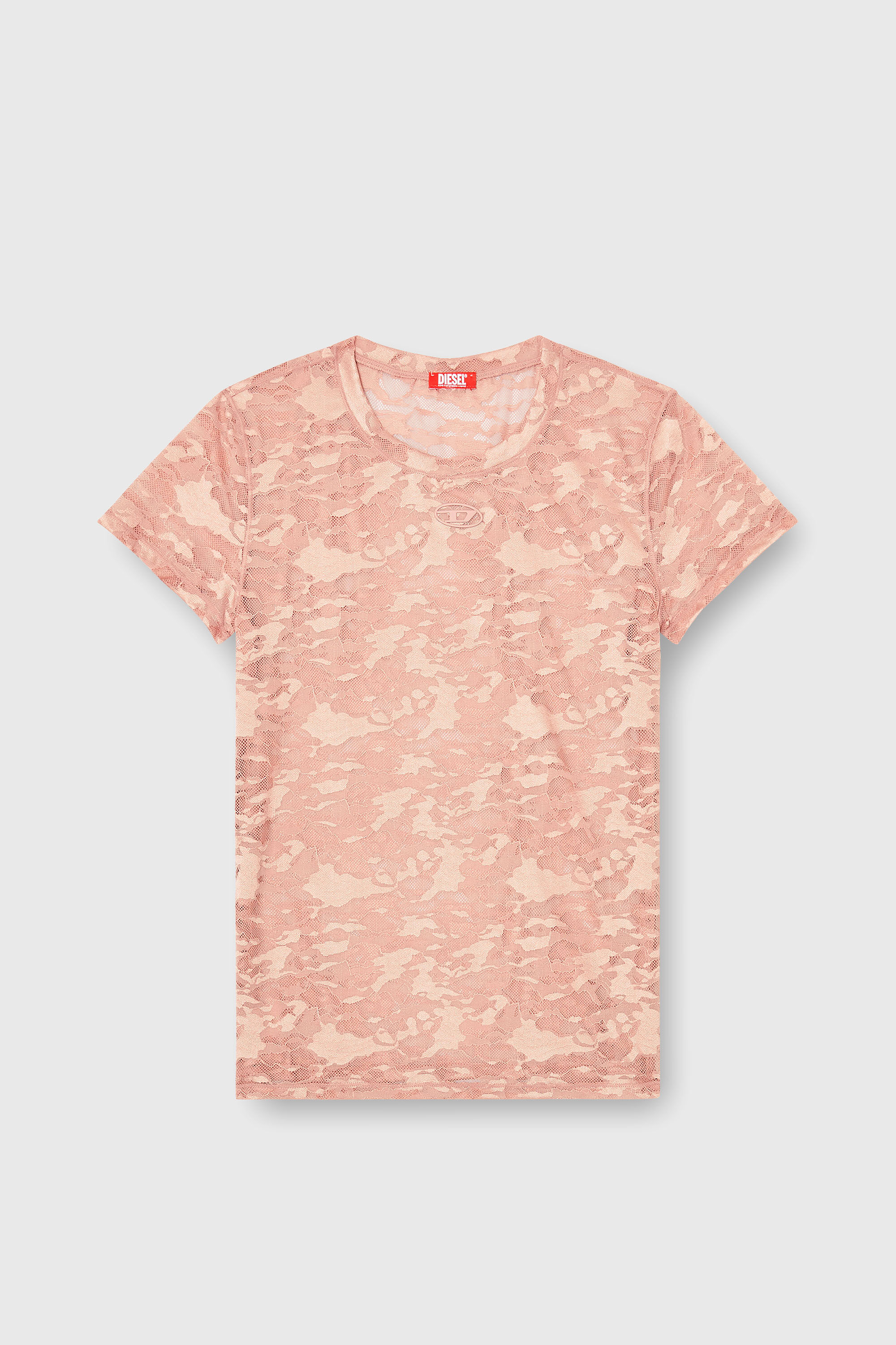 Diesel - KASIA-UTLT, Damen T-Shirt mit Camouflage-Spitze in Fleischfarben - 2