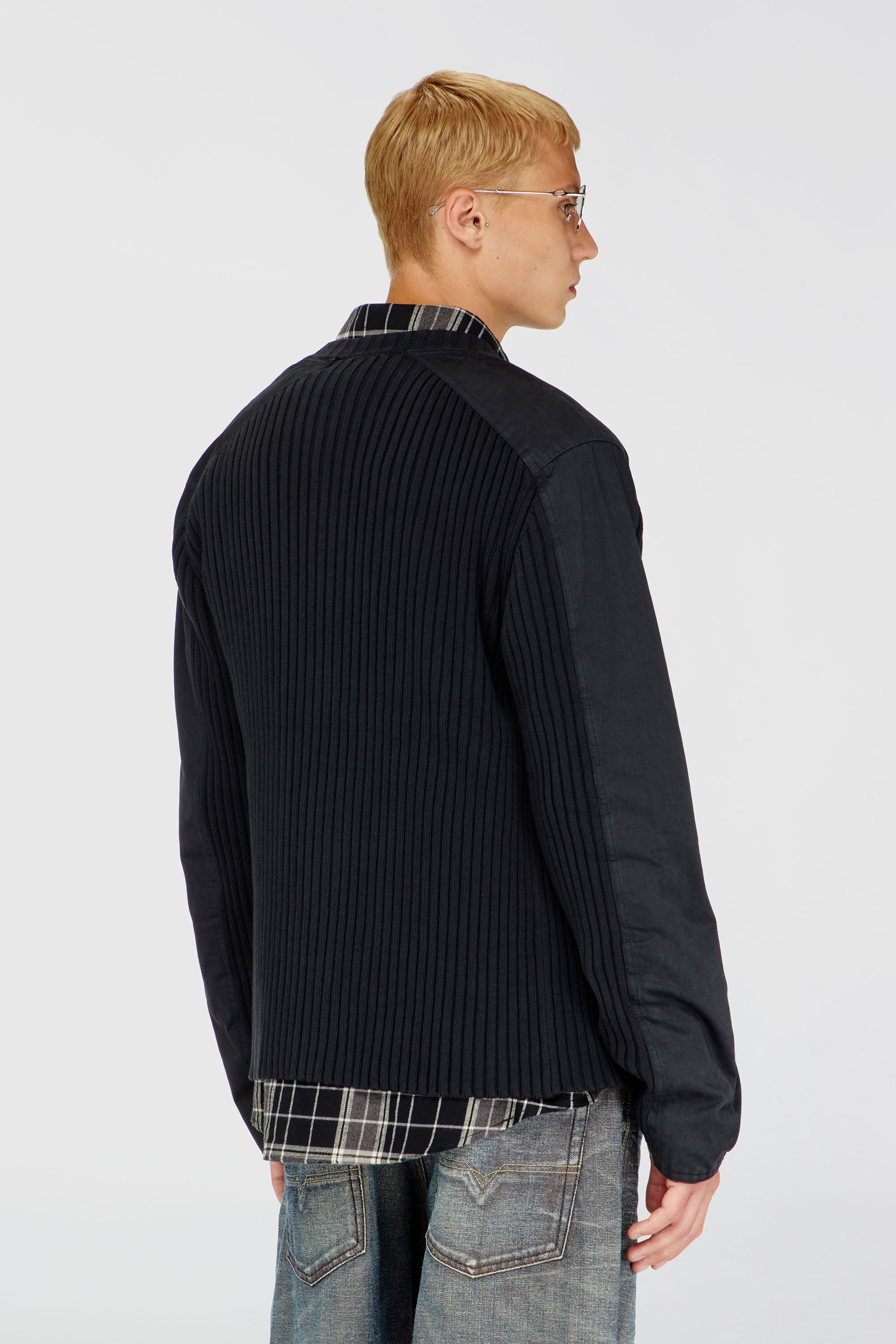 Diesel - K-MATTY, Herren Rei&szlig;verschluss-Cardigan mit Utility-Eins&auml;tzen in Schwarz - 4