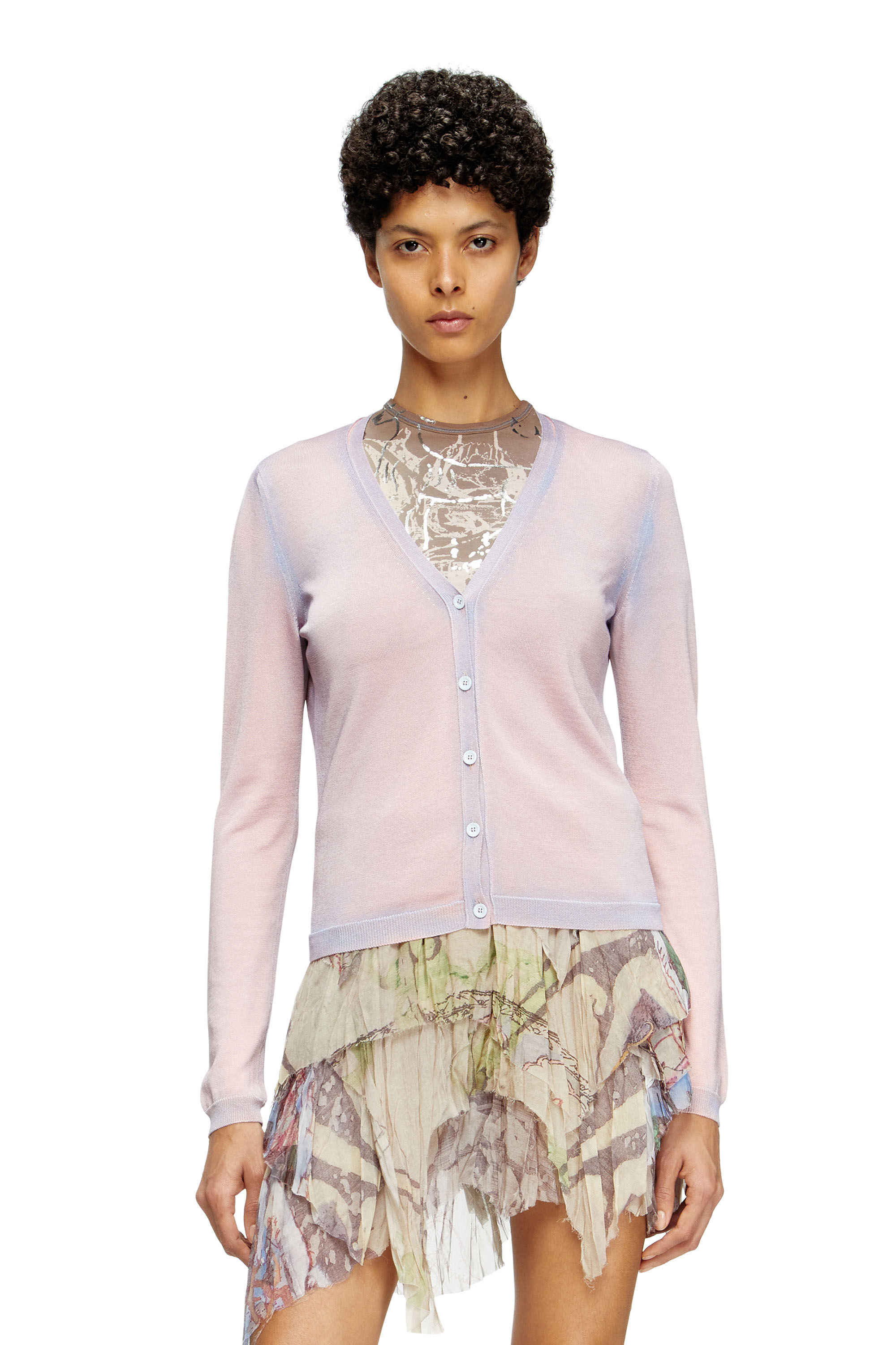 Diesel - M-VITTA, Damen Dégradé-Cardigan in Rosa - 3
