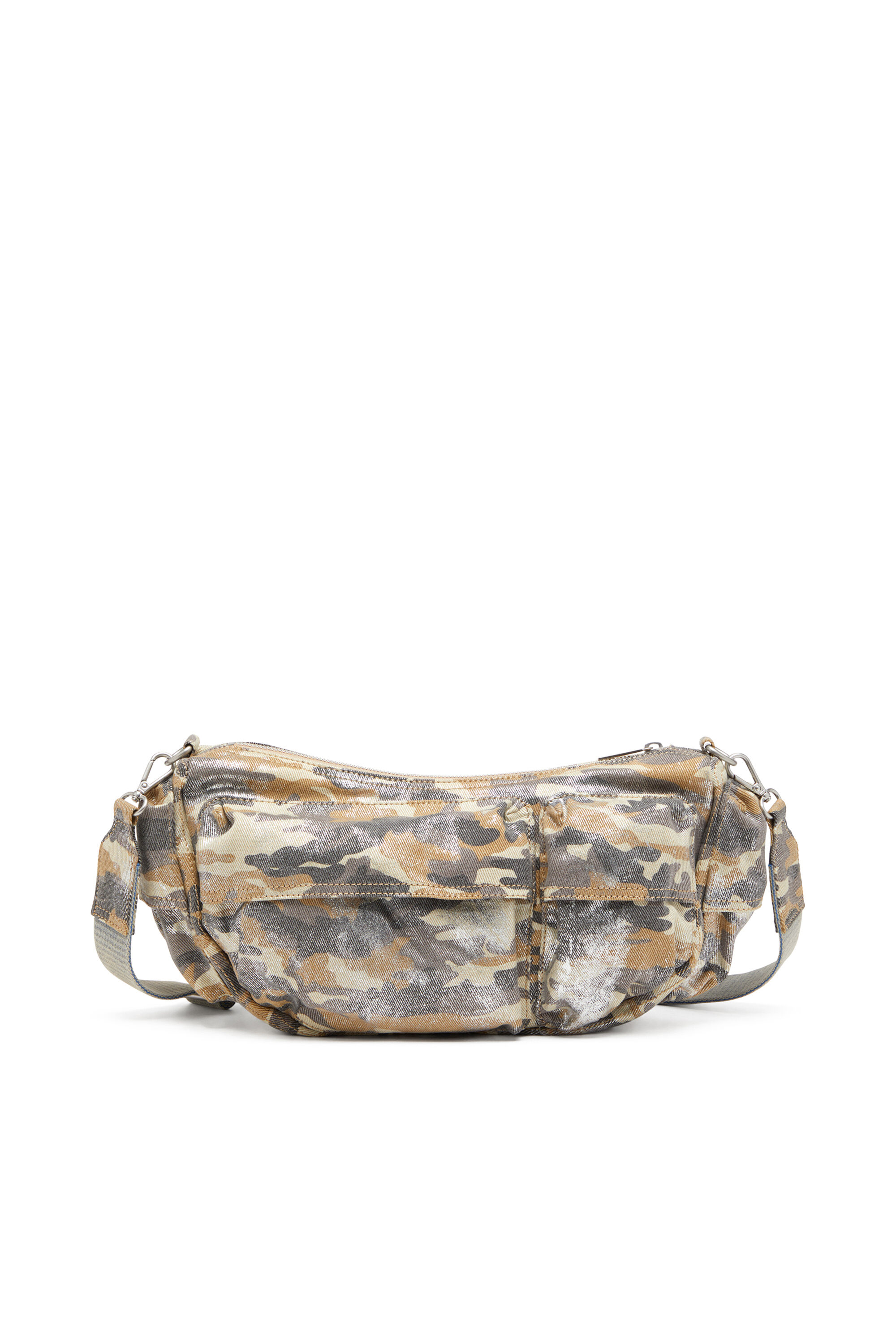 Diesel - MULTI-PKTS SHOULDER BAG X, Damen Multi-Pkts-Tasche mit mehreren Fächern aus Metallic-Como-Twill in Bunt/Braun - 3