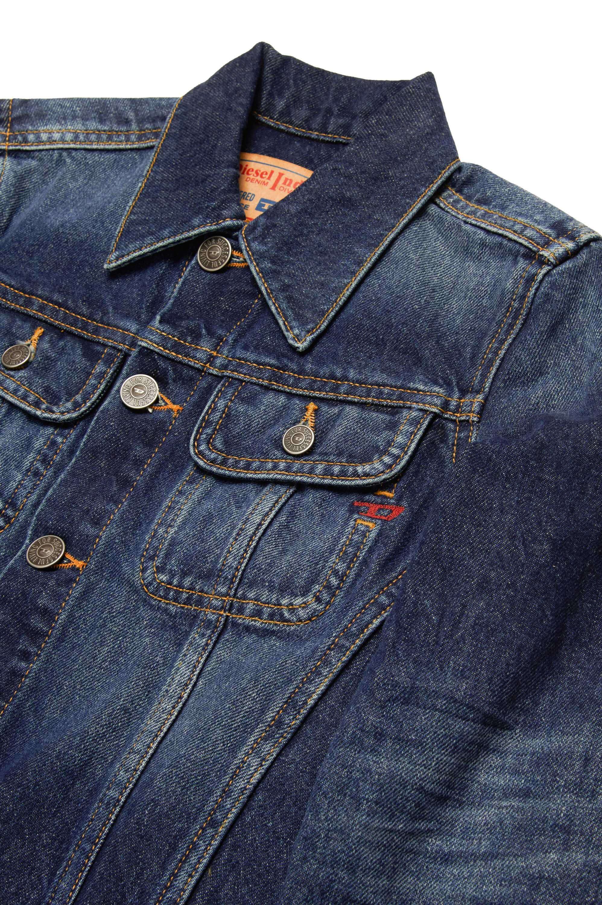 Diesel - JEBONNY-S, Damen Truckerjacke mit ausgefranstem Saum in Dunkelblau - 3
