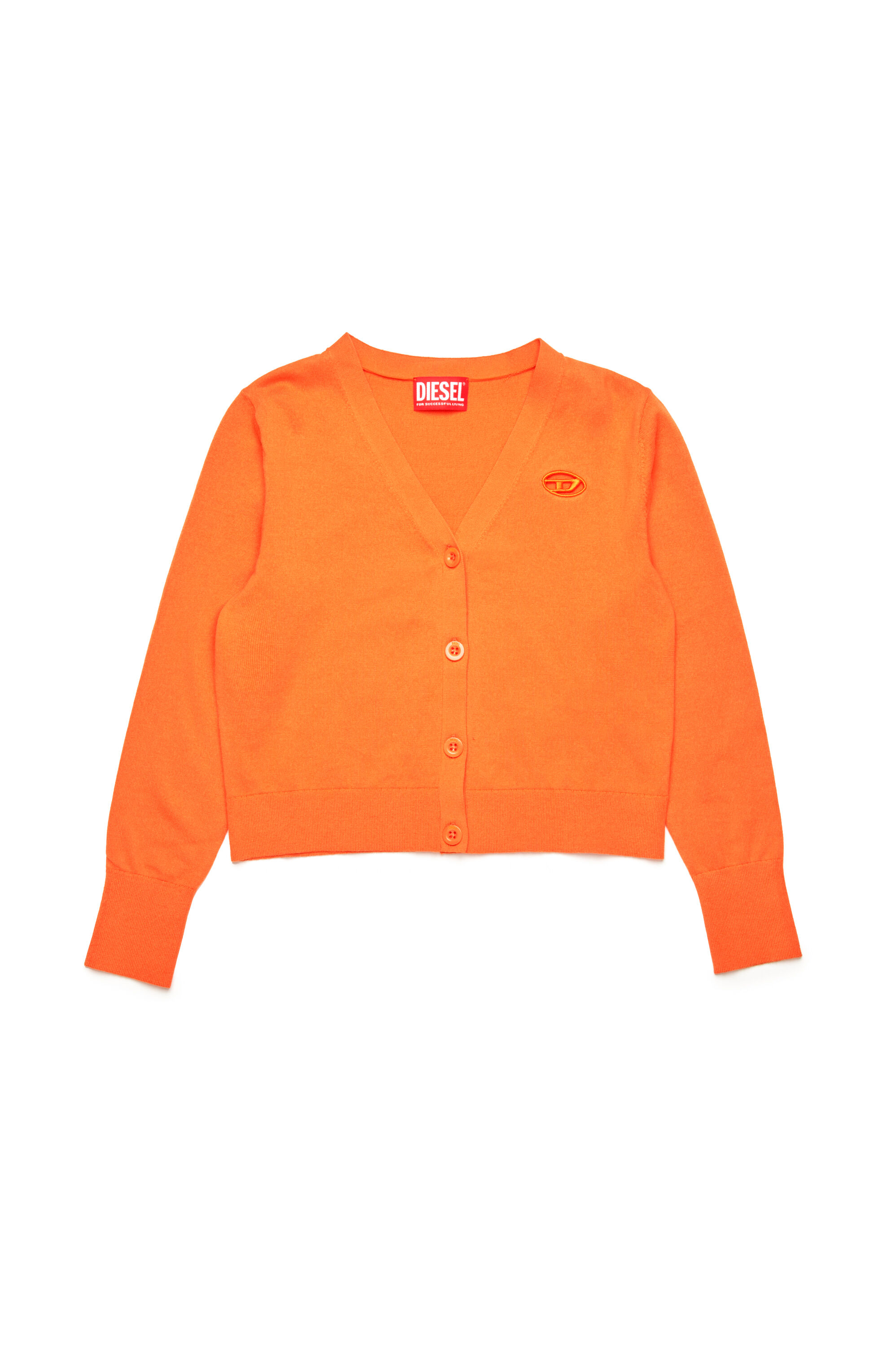 Diesel - KMARTE, Damen Cardigan mit Cutout-Oval D-Logo in Orange - 1