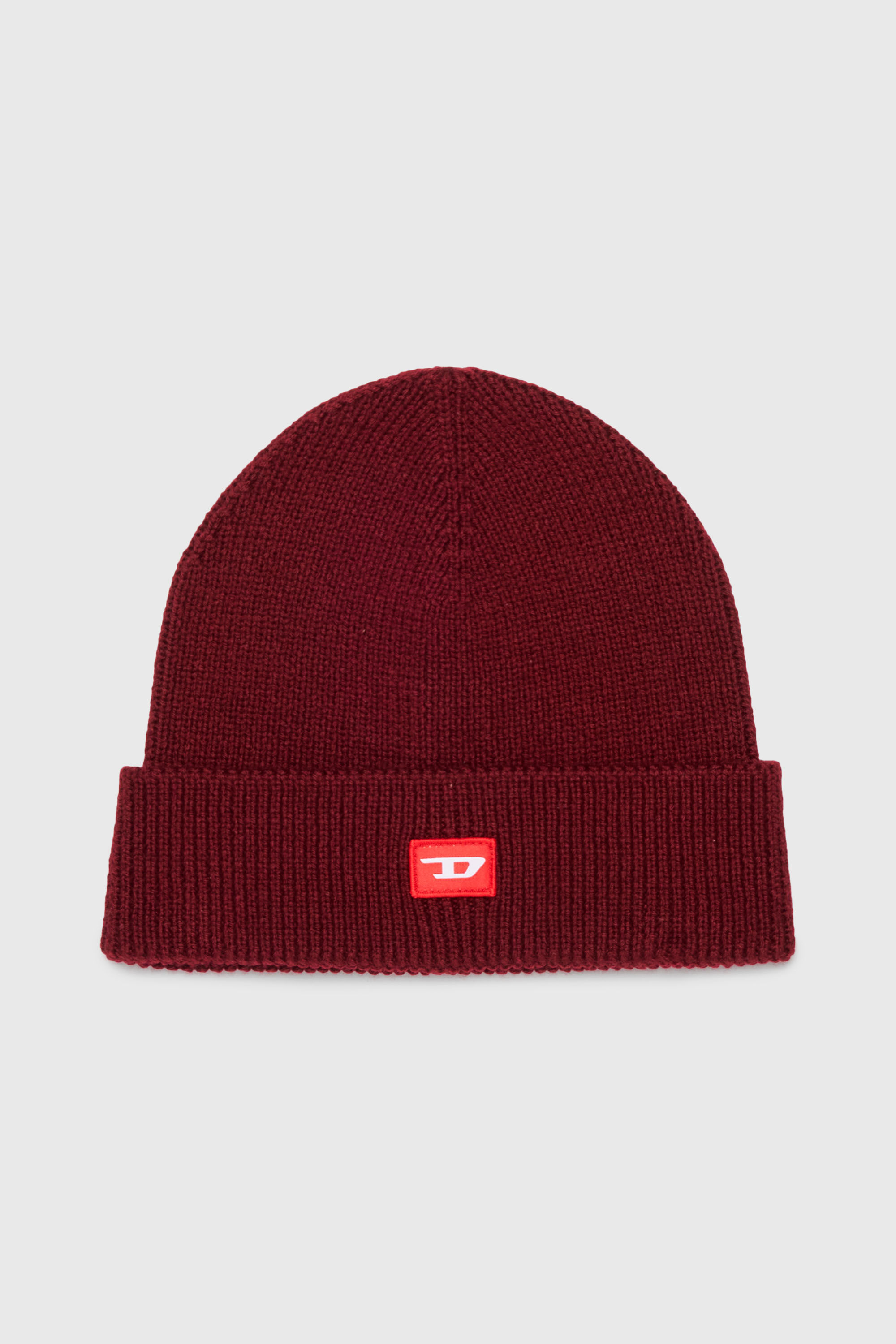 Diesel - FLOT, Unisex Beanie aus Wollmischung mit D Logo Patch in Rot - 1