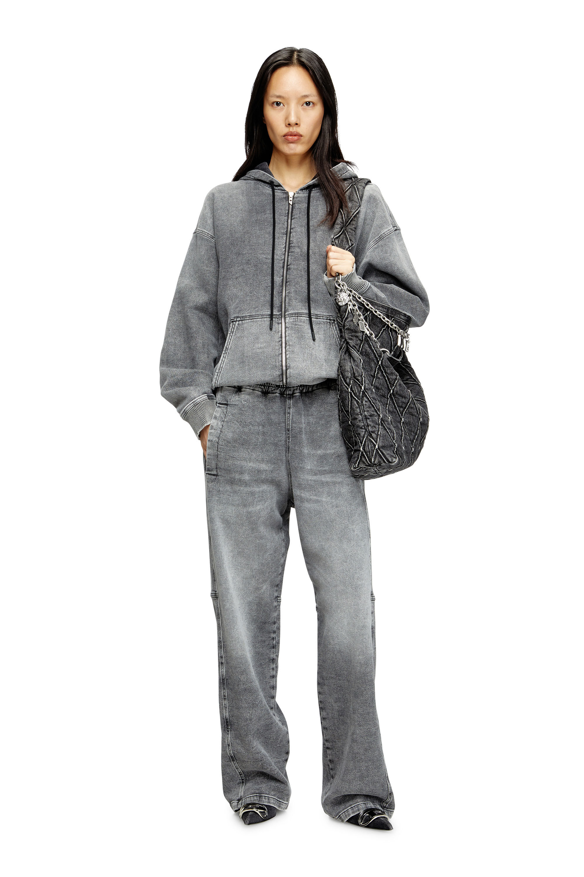 Diesel - Unisex Relaxed D-Martyans Track Denim 0BEBR, Schwarz/Dunkelgrau - 6