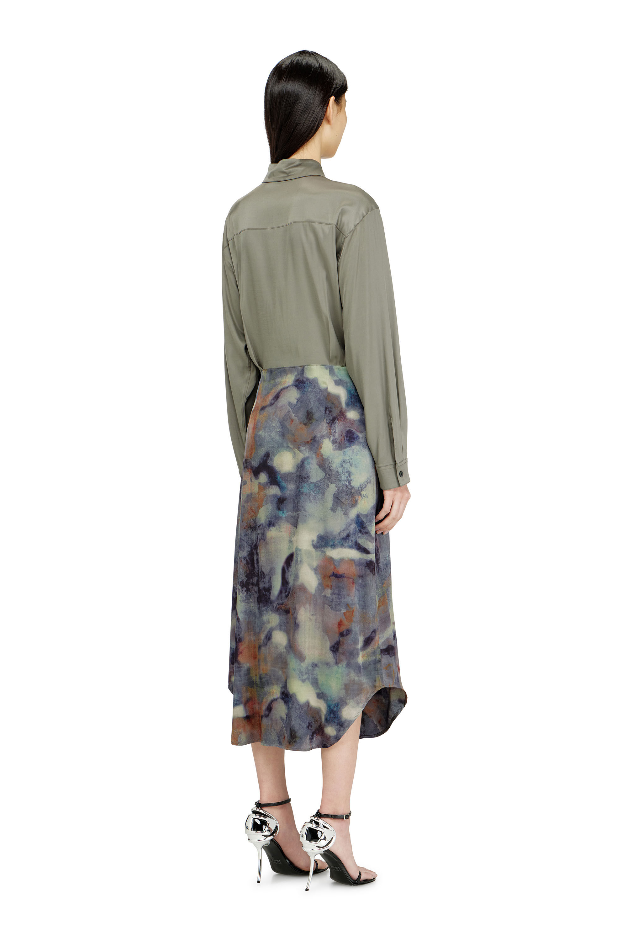 Diesel - D-ELTA, Damen Satiniertes Midikleid mit geknotetem Oberteil in null - 3