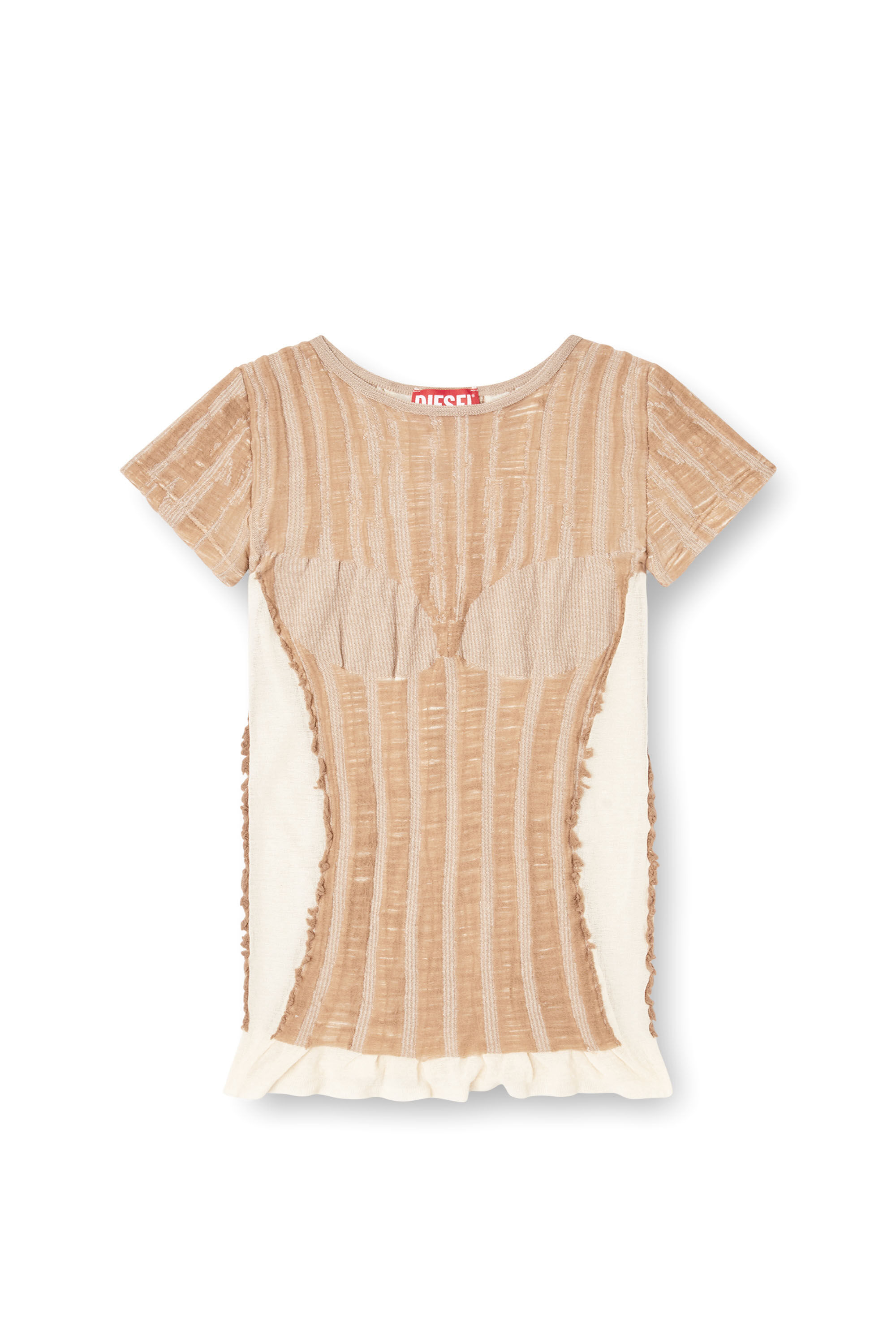 Diesel - M-CALAI-SS, Damen Nahtloses T-Shirt mit Dessous-Illusion in Beige - 2