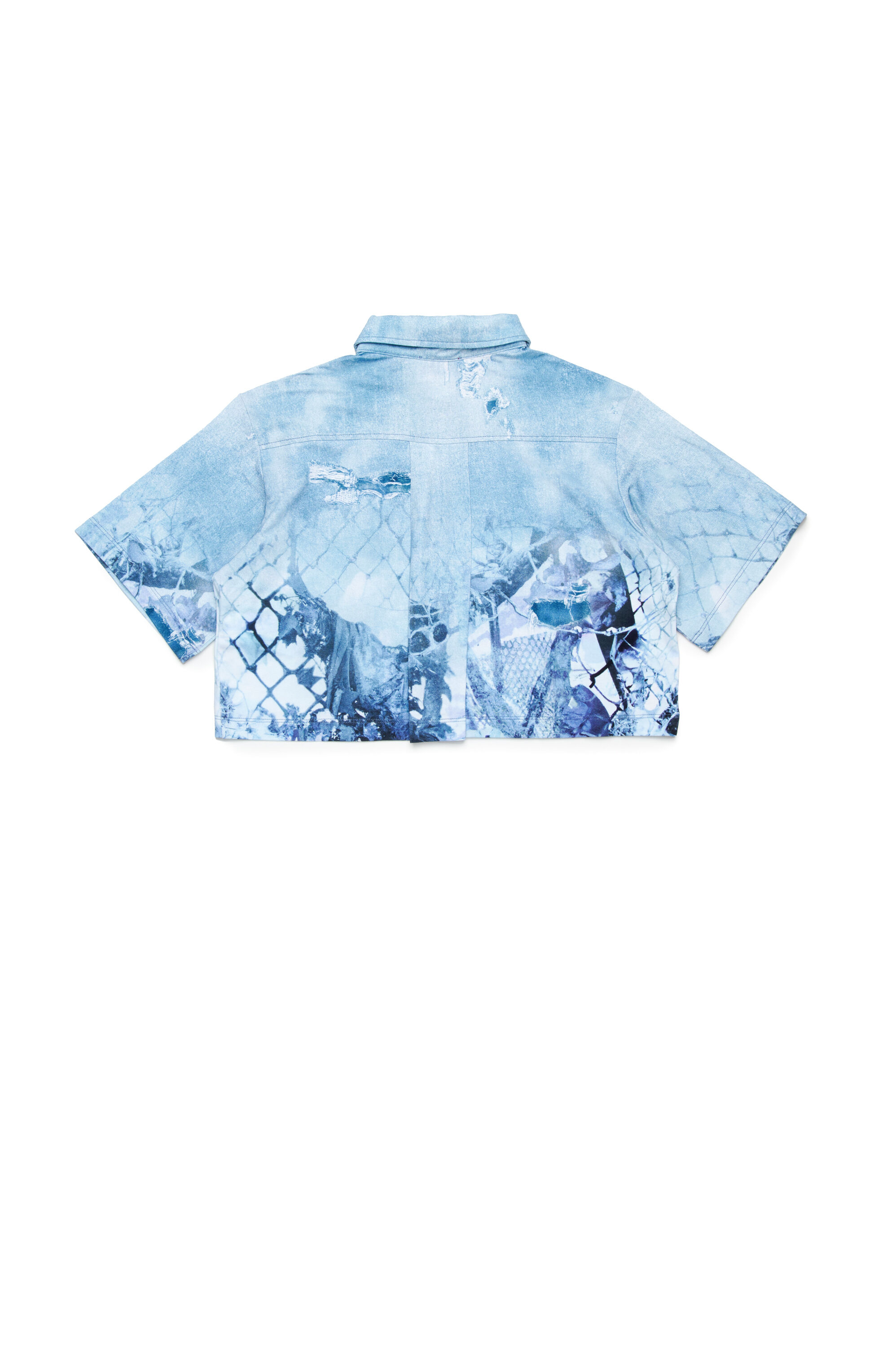 Diesel - CERDY, Damen Kurzes Hemd mit Camouflower-Print in Hellblau - 2
