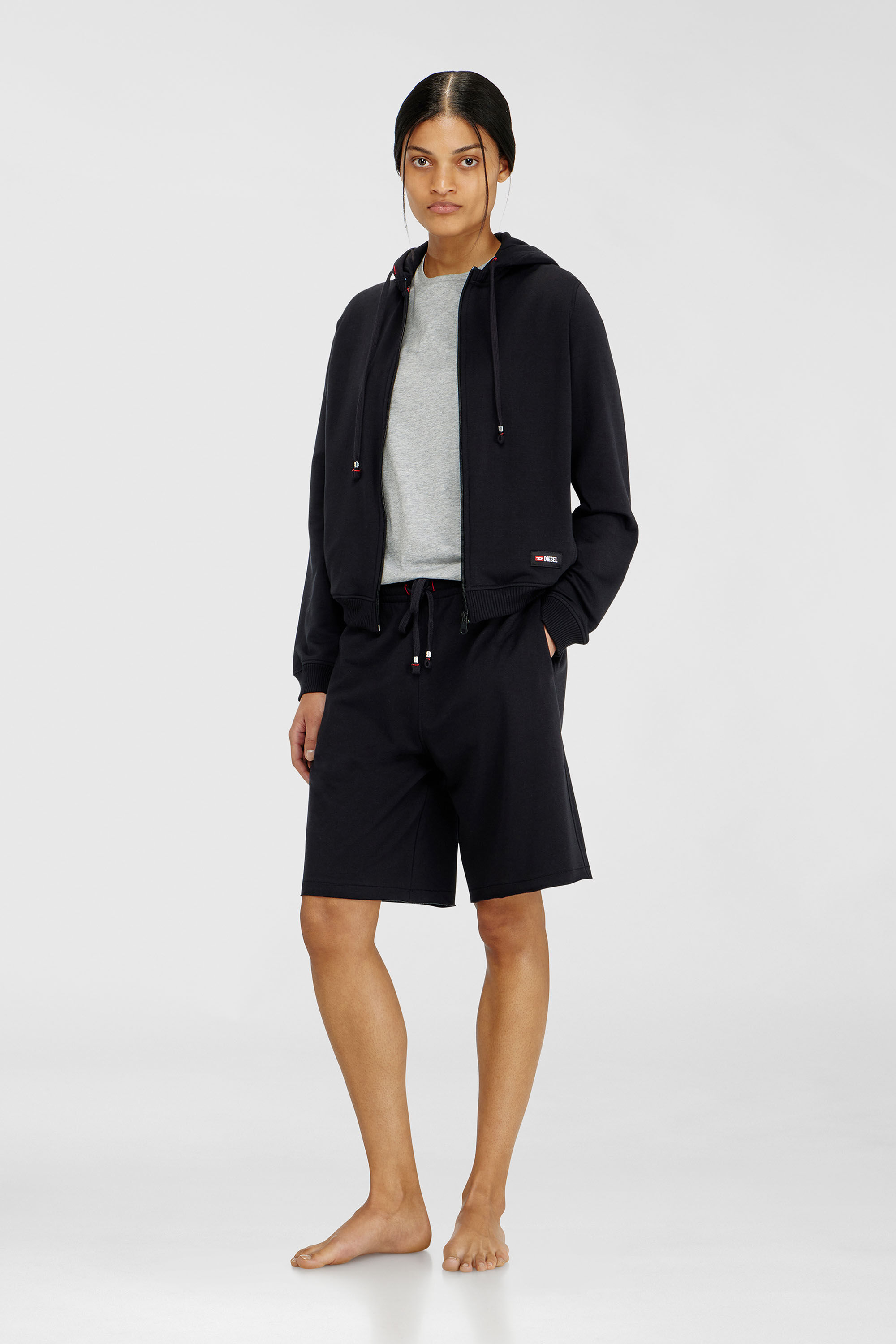 Diesel - HARRIET-D-CORE, Damen Kapuzenpullover aus aufgerauter Baumwollmischung in Schwarz - 1