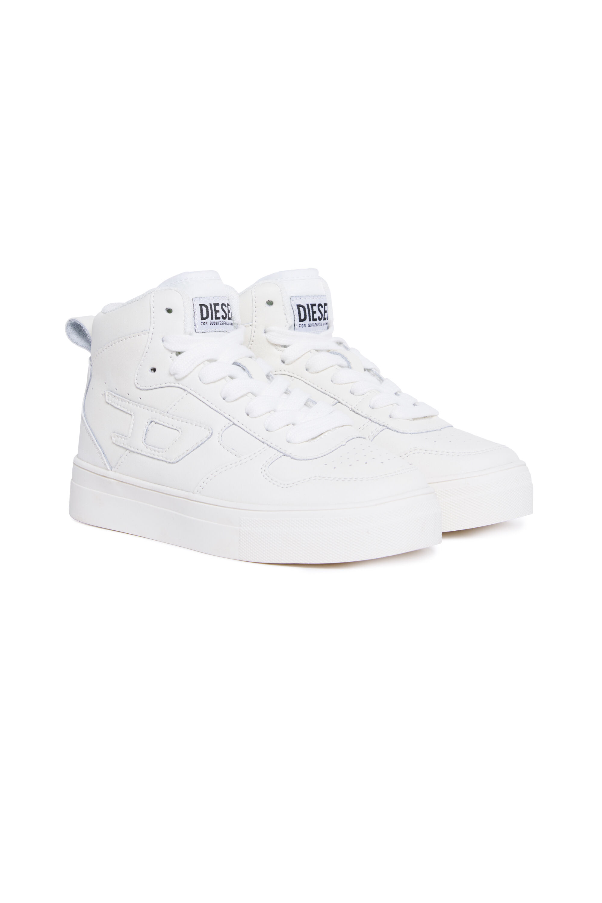 Diesel - S-UKIYO MID 2.0., Unisex High-Top-Sneakers aus perforiertem Leder in Weiß - 2