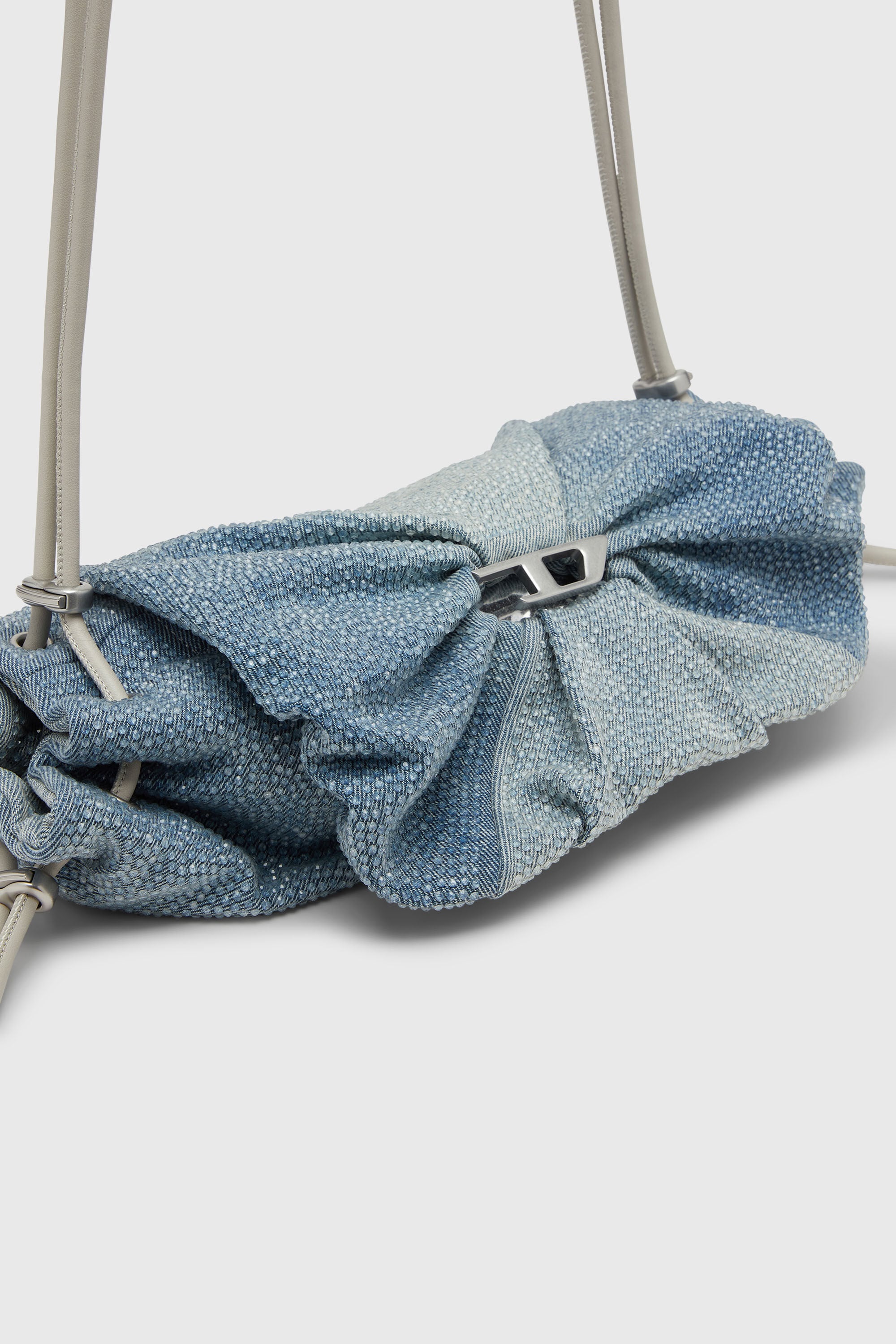 Diesel - SCRUNCH-D SHOULDER S, Damen Scrunch-D - Schultertasche aus denim mit Kristallen in Blau - 5