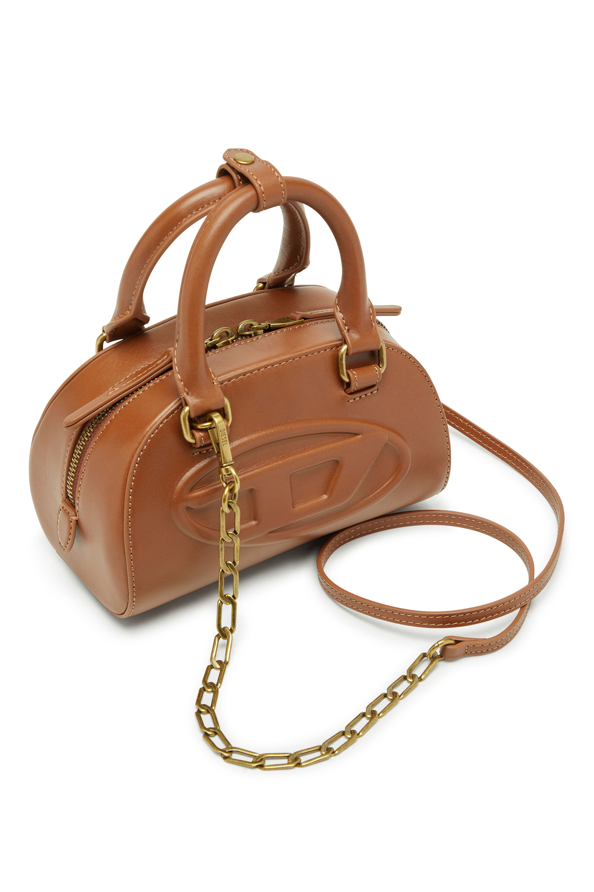 Diesel - 1DR DOME CROSSBODY, Damen 1DR Dome-Mini-Bowlingtasche aus Pull-up-Leder in Camel - 5
