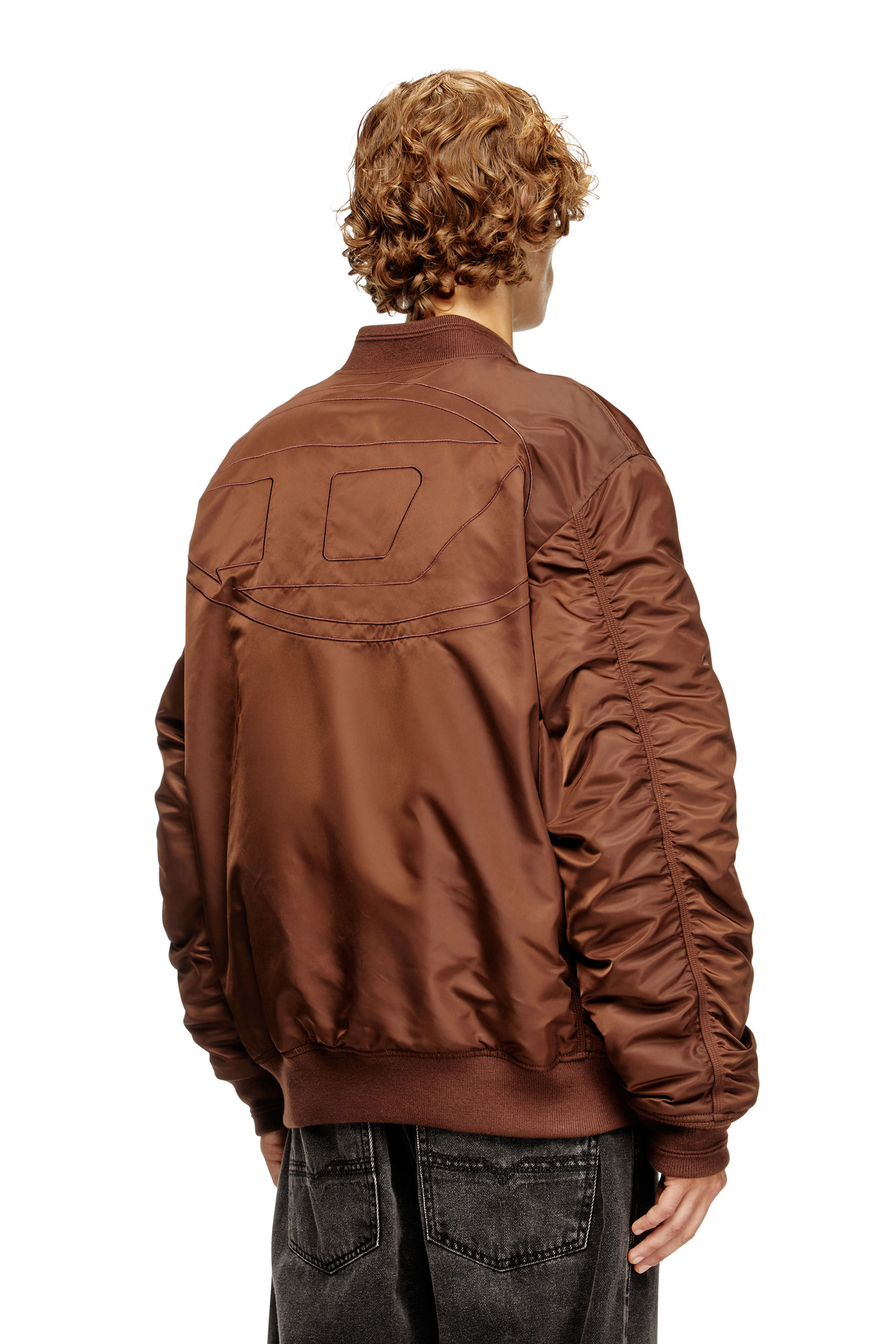 Diesel - J-HELD, Herren Bomberjacke aus gefüttertem Nylon mit Oval D in Braun - 4