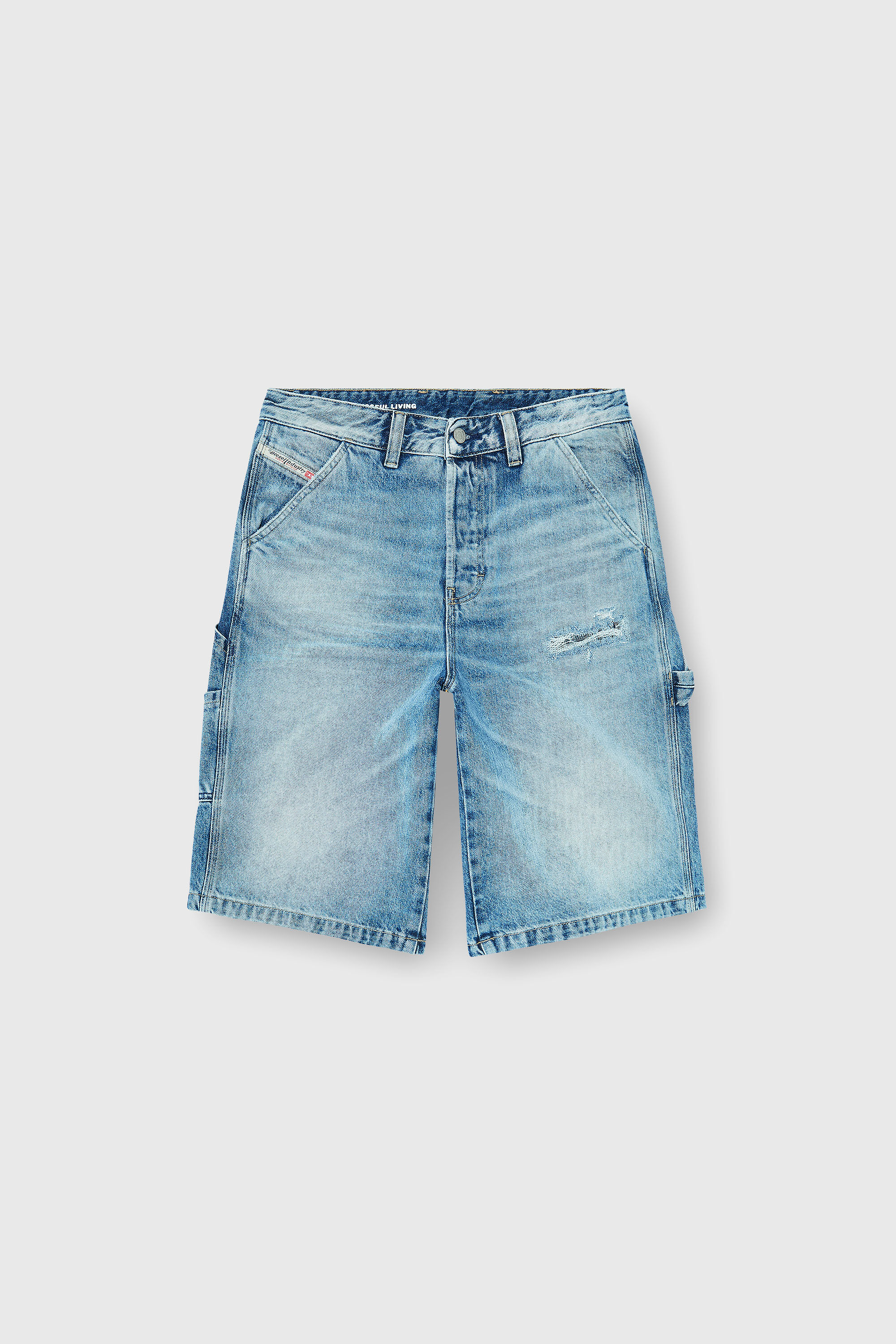 Diesel - D-LIVERY-W-SHORT, Herren Relaxed Shorts aus flie&szlig;endem Denim mit Abrieb-Effekten in Hellblau - 2