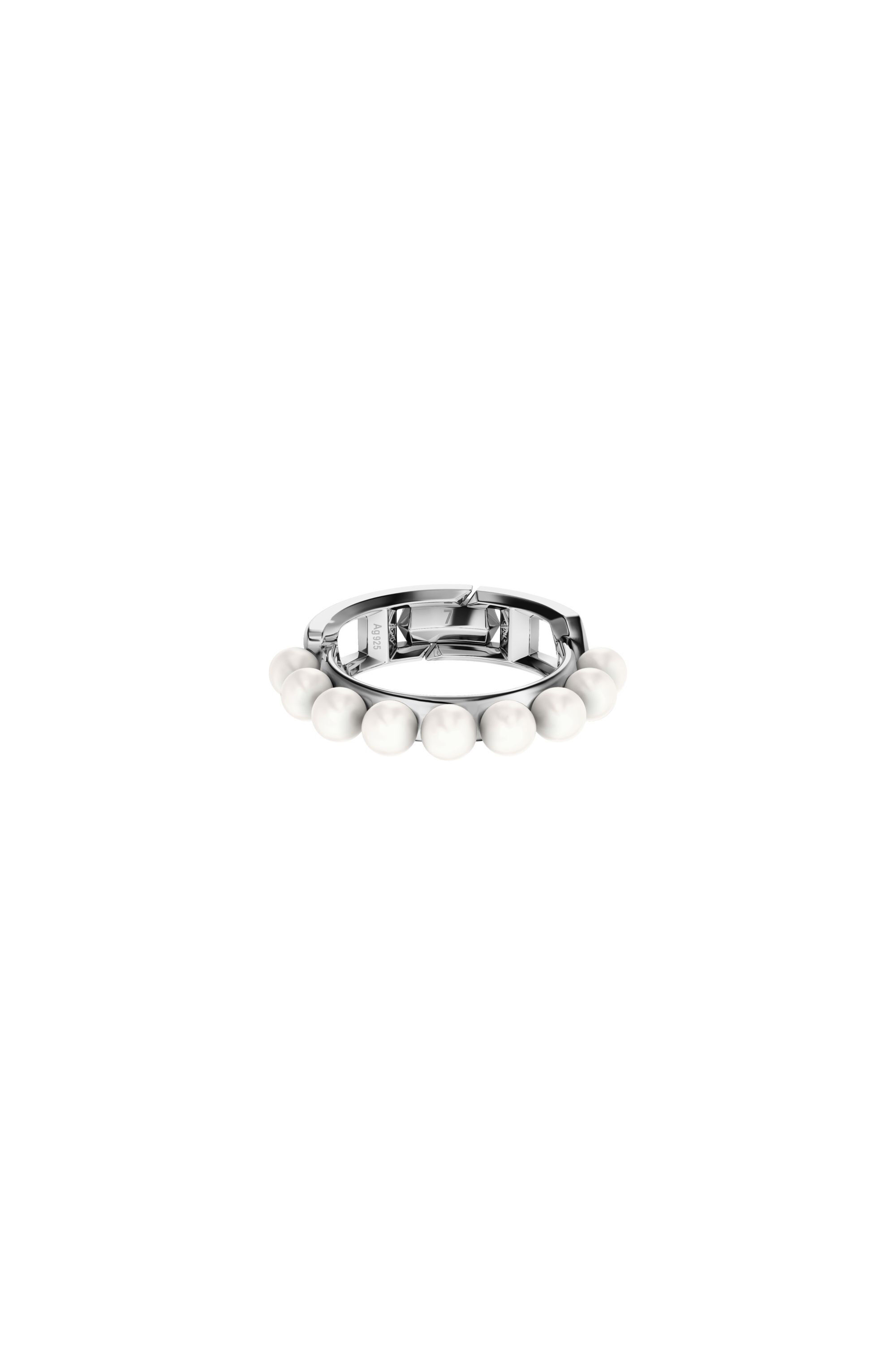Diesel - DL1370040 STERLING SILVER JEWEL, Unisex Bandring aus Sterlingsilber und Perle in Silber - 2